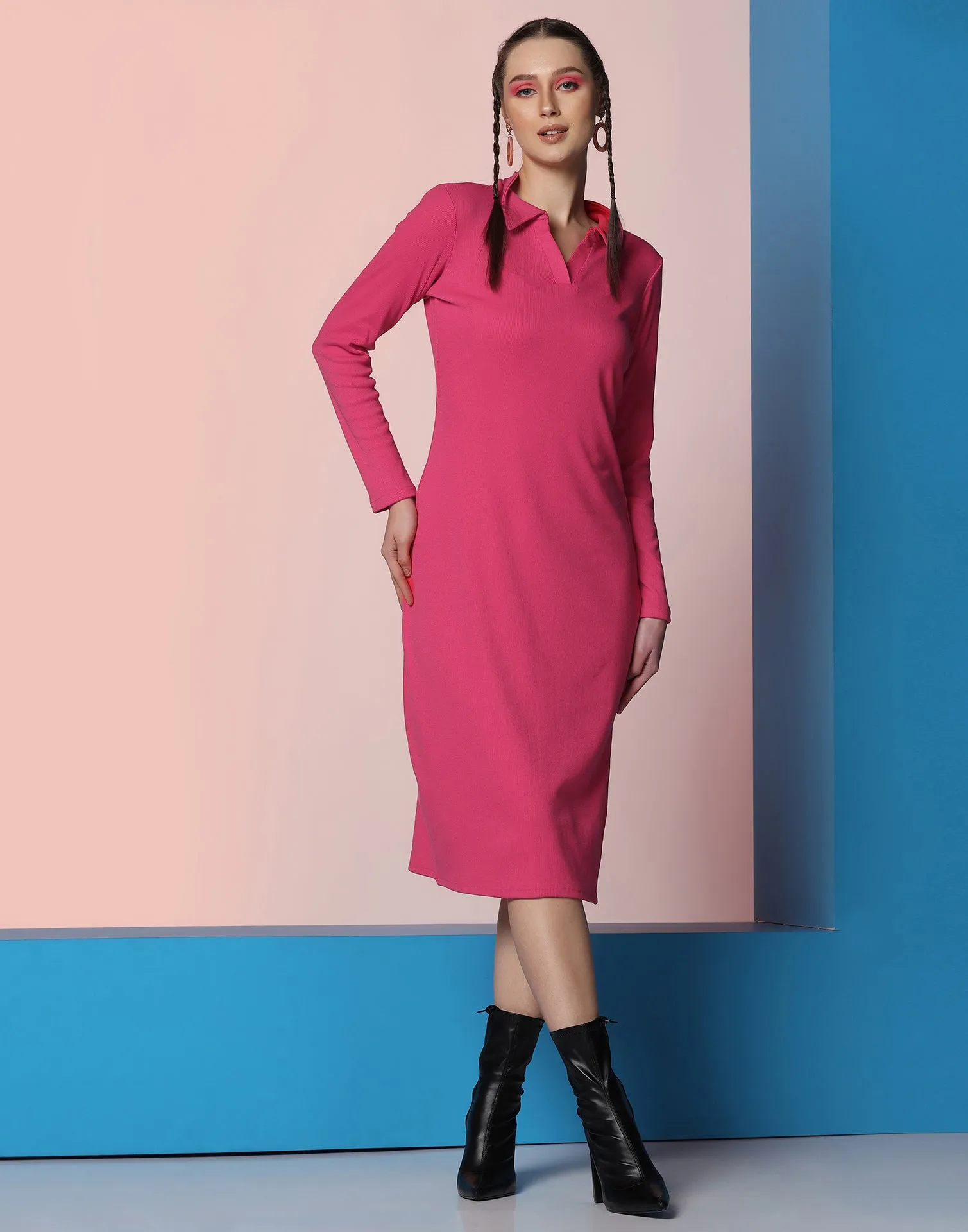 Pink Lycra Bodycon Dress