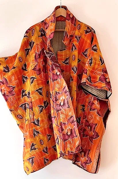 Plus Size - Specialty Collection: Hand Embroidered Short Jacket Fully Reversible. Orange