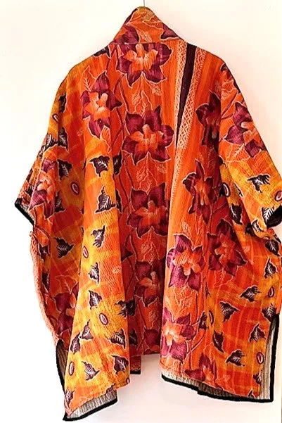 Plus Size - Specialty Collection: Hand Embroidered Short Jacket Fully Reversible. Orange