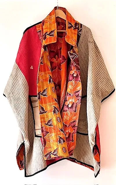Plus Size - Specialty Collection: Hand Embroidered Short Jacket Fully Reversible. Orange