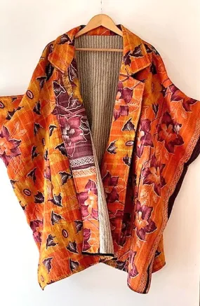 Plus Size - Specialty Collection: Hand Embroidered Short Jacket Fully Reversible. Orange