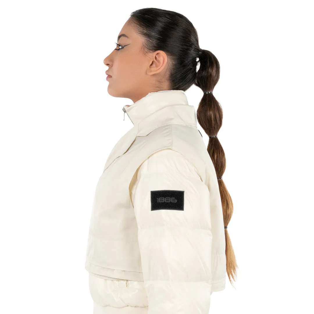 PUFFER JACKET WITH VEST - OFF WHITE