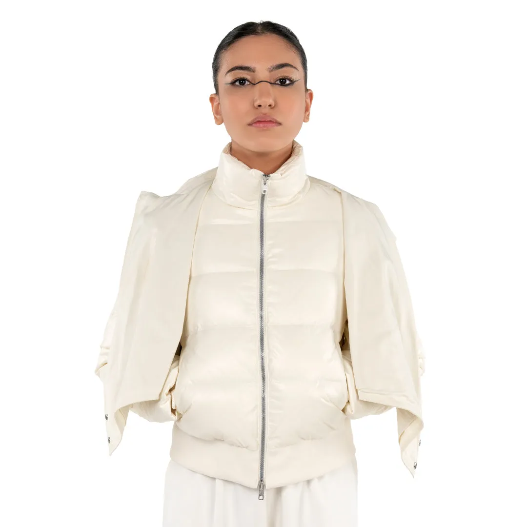 PUFFER JACKET WITH VEST - OFF WHITE
