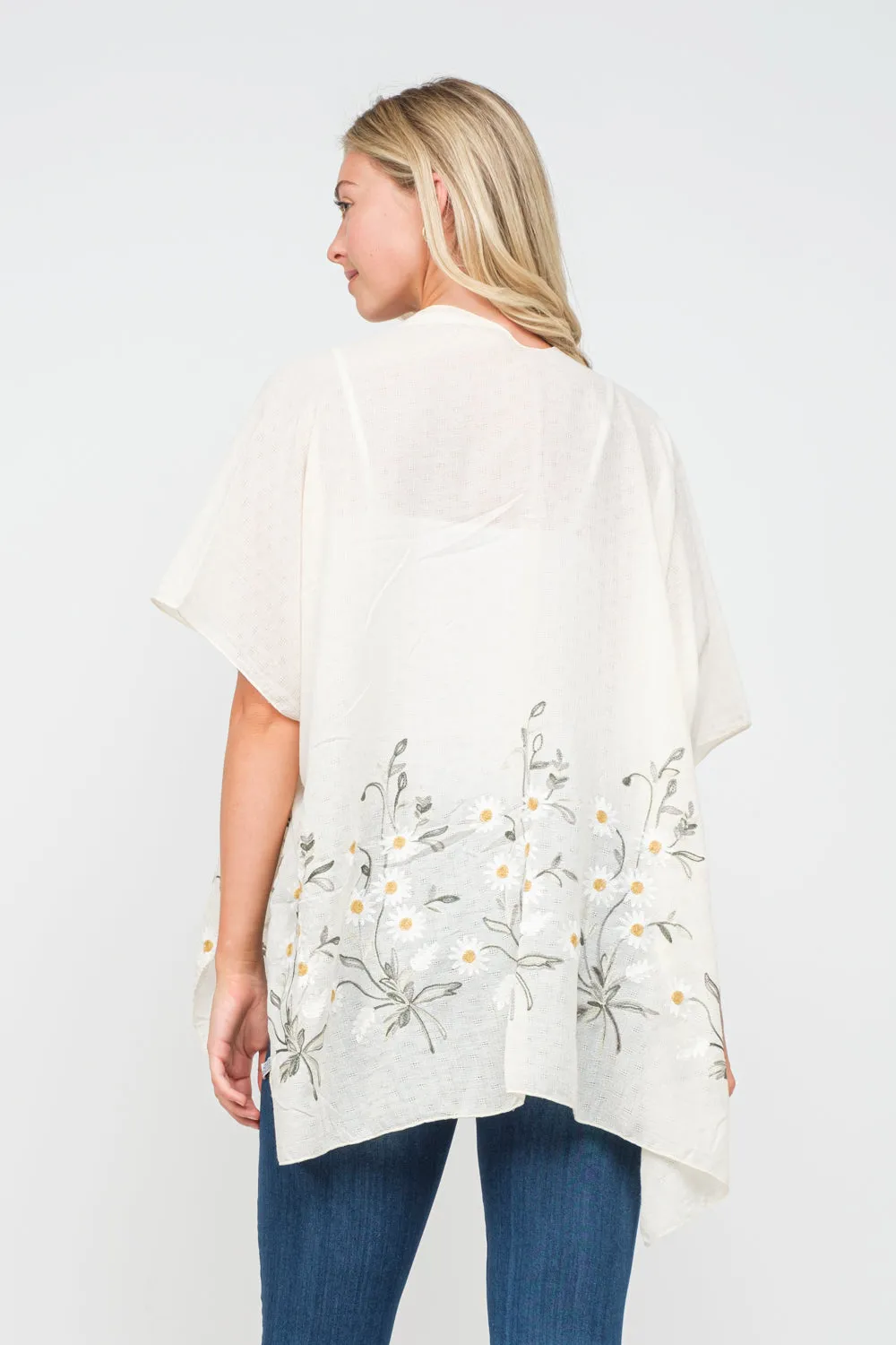RAJ PAULINE IVORY FLORAL EMBROIDERED DUSTER KIMONO