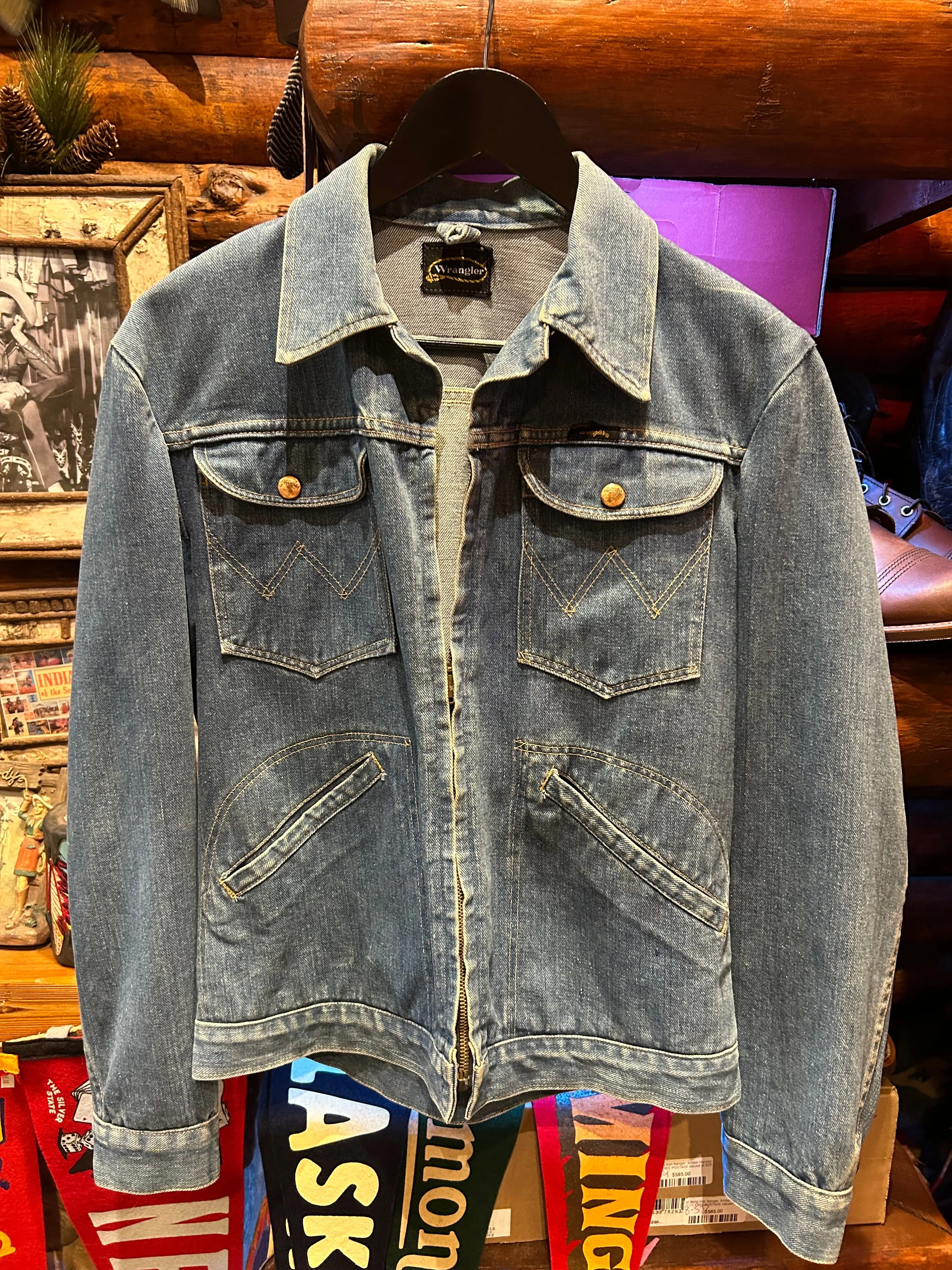 Rare 1960's-70s Wrangler Zip Denim Jacket, Small