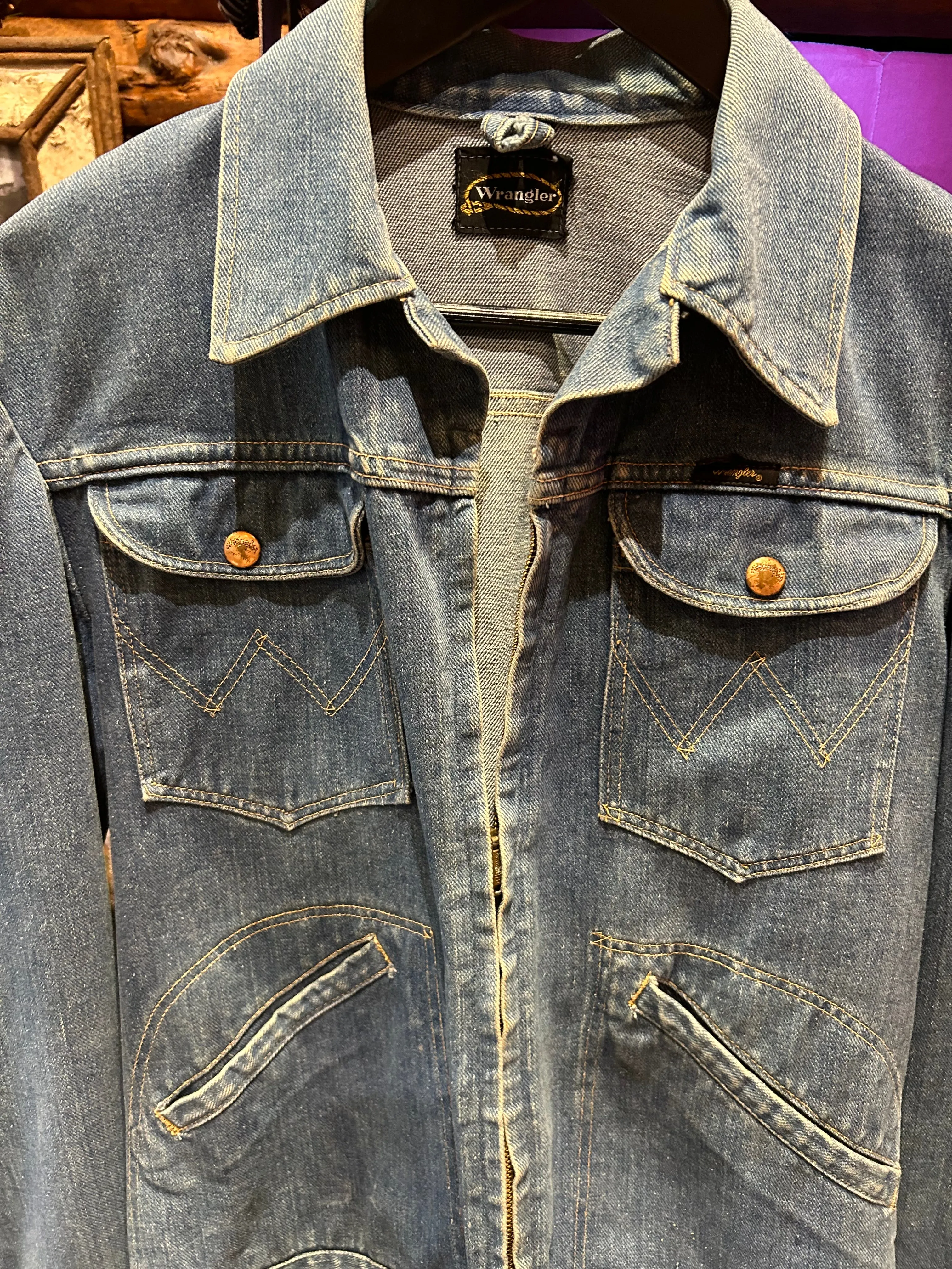 Rare 1960's-70s Wrangler Zip Denim Jacket, Small