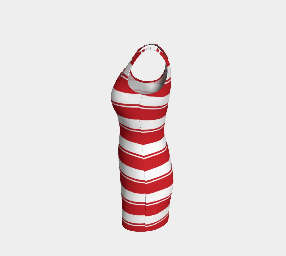 Rose Red Striped Bodycon Dress