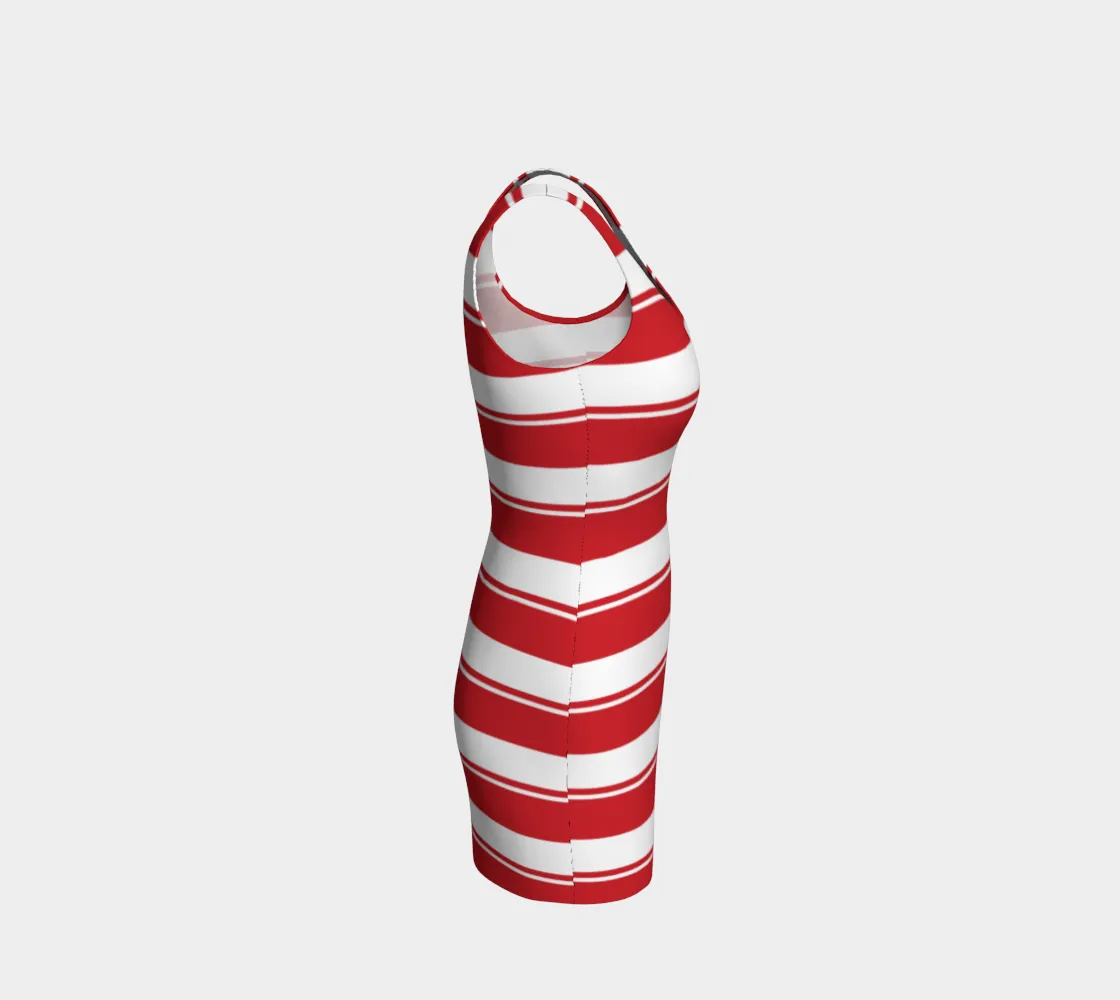Rose Red Striped Bodycon Dress