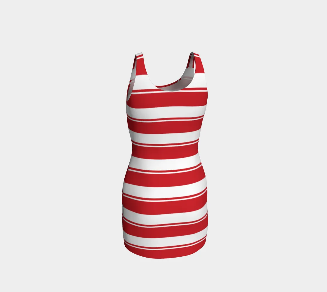 Rose Red Striped Bodycon Dress