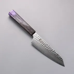 Sakai Takayuki Rinnou VG10 33 Layer Damascus Kengata Santoku 160mm Purple Lacquered Handle