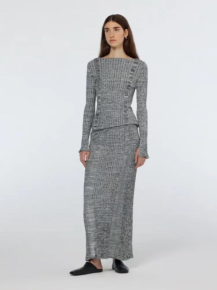 Scotch & Soda - Ribbed Knit Maxi Skirt in Black