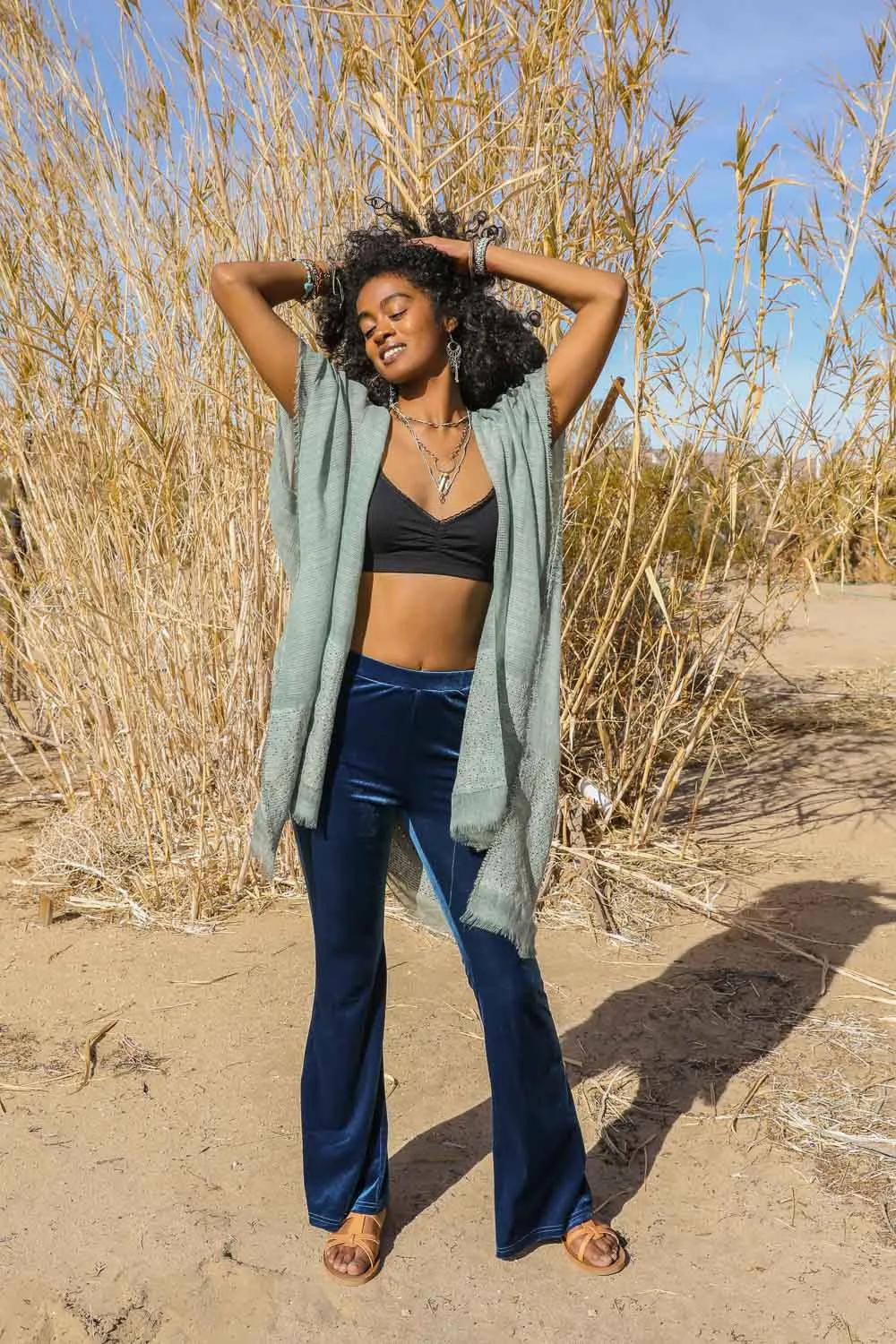 Sequin Frayed Kimono