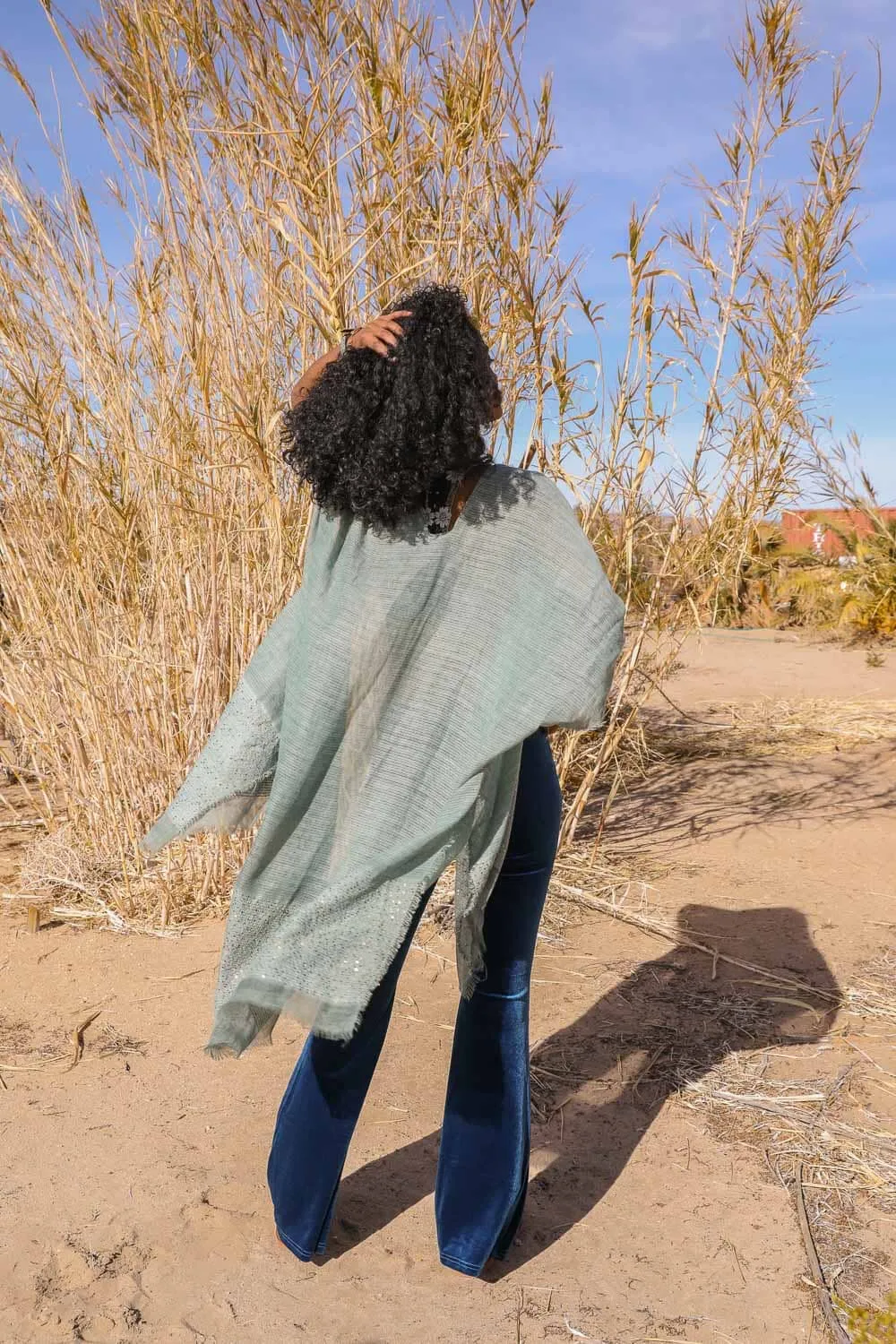 Sequin Frayed Kimono