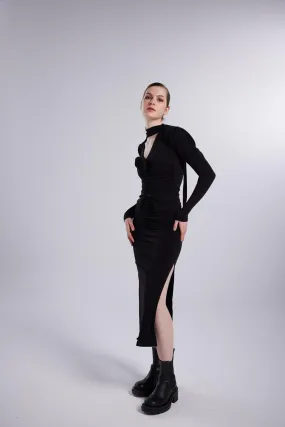 Serre Deep Slit Skirt Black