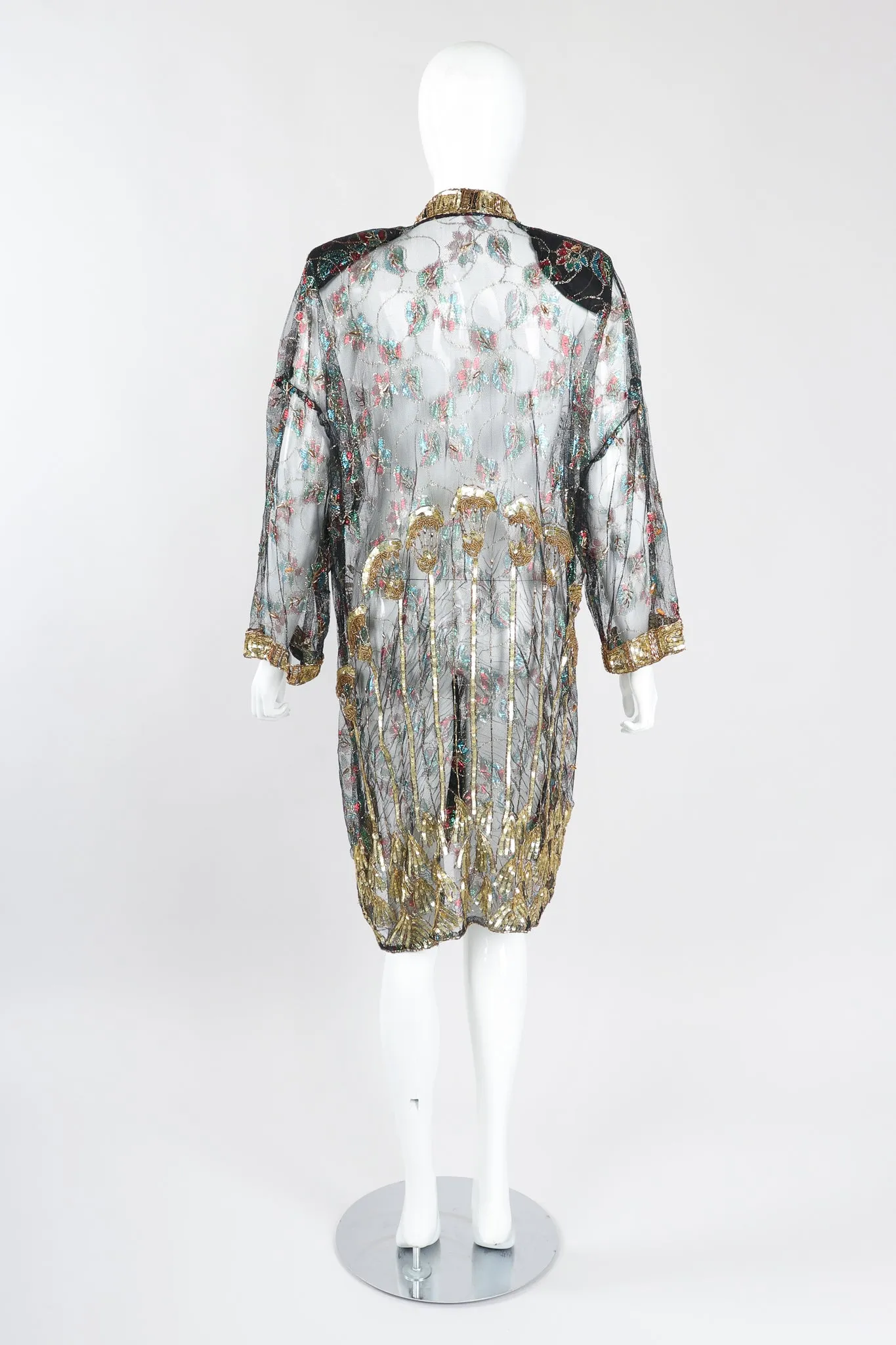 Sheer Embellished Duster Jacket
