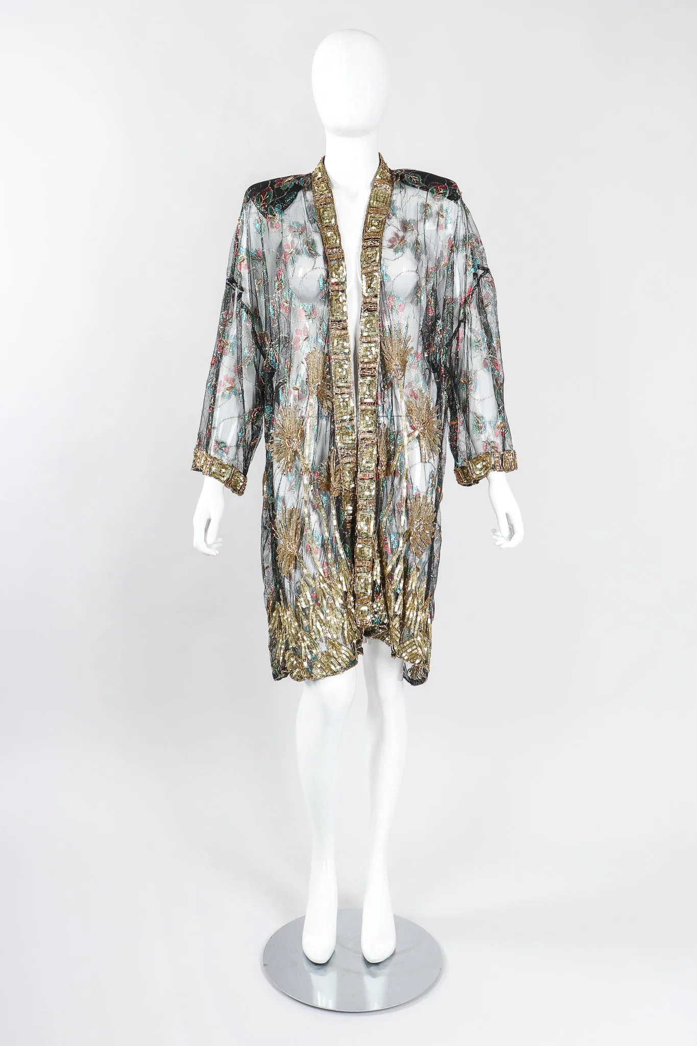 Sheer Embellished Duster Jacket