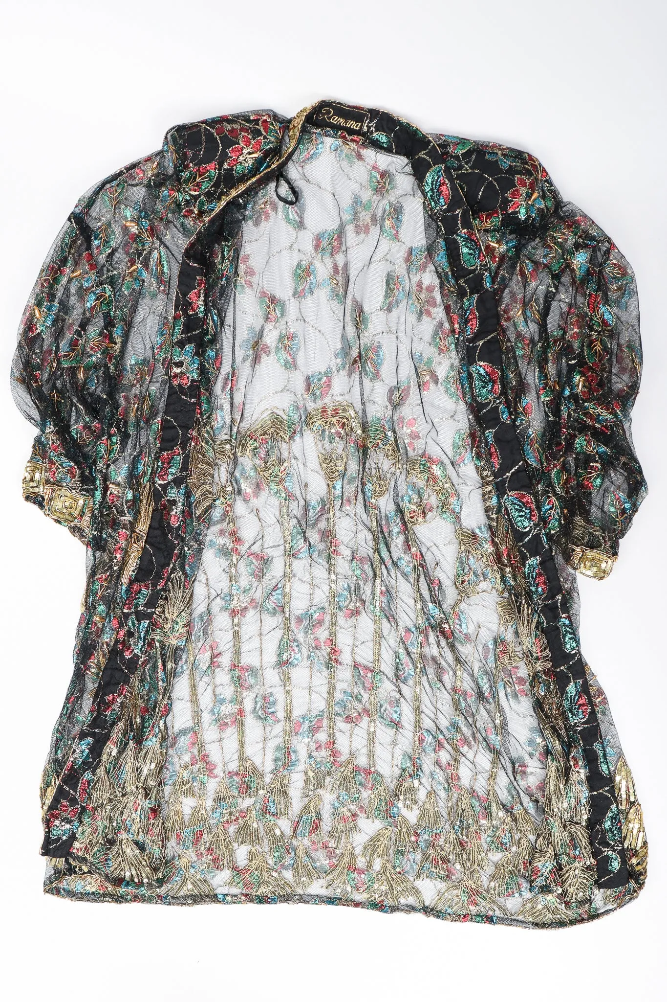 Sheer Embellished Duster Jacket