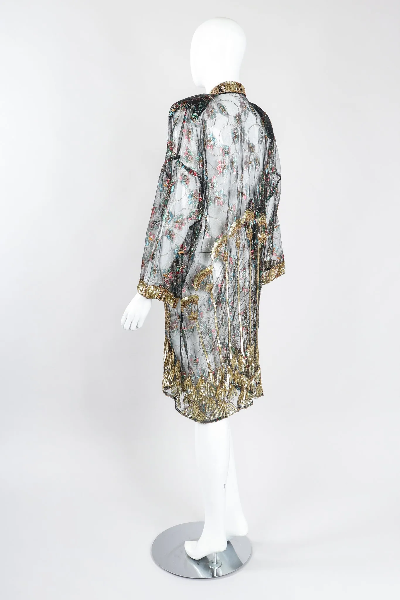 Sheer Embellished Duster Jacket