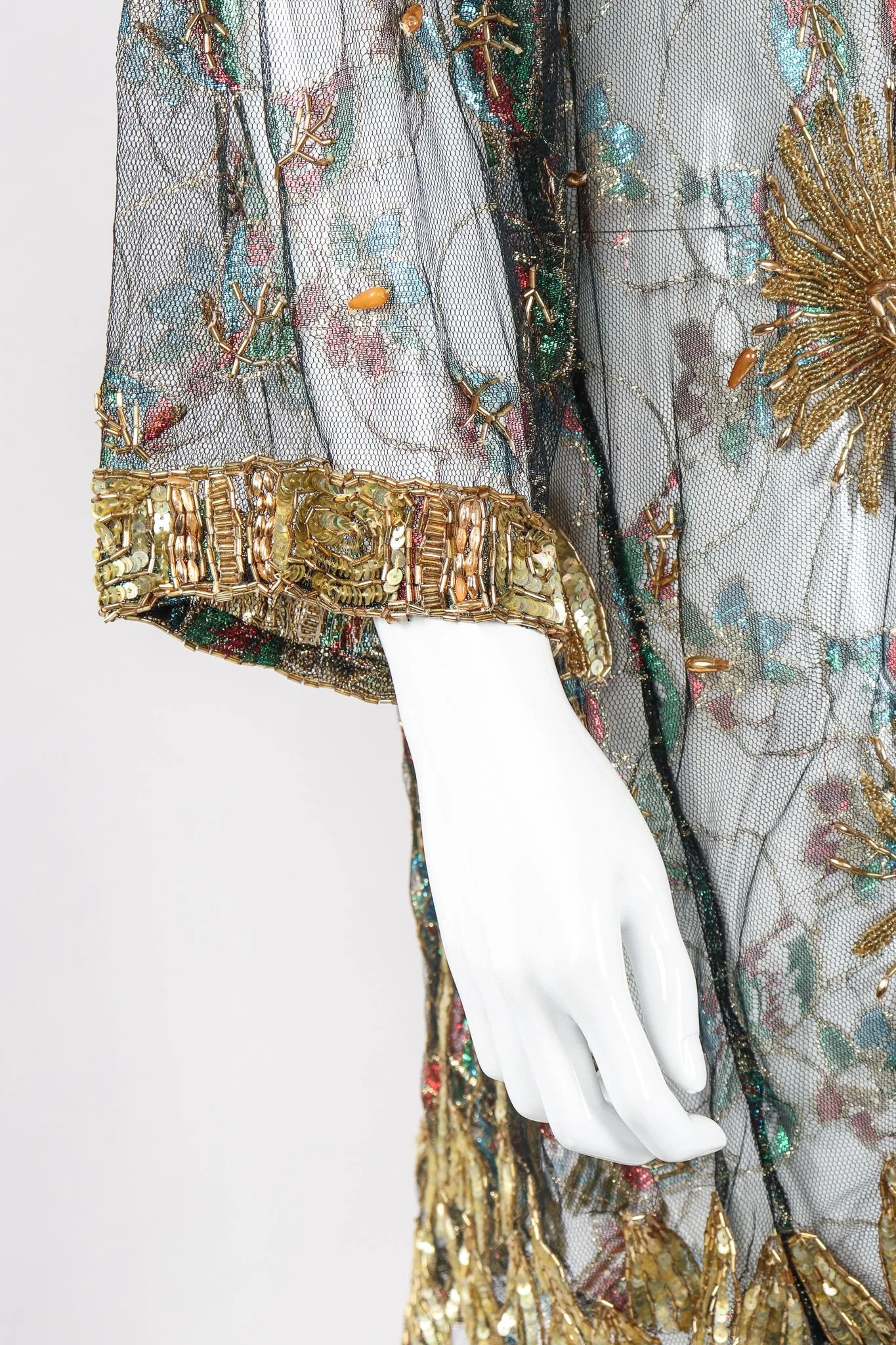 Sheer Embellished Duster Jacket