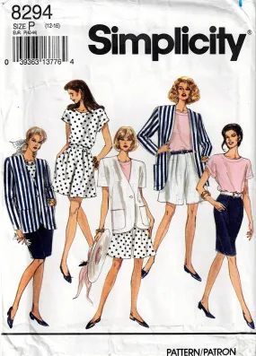 Simplicity 8294 Womens Capsule Wardrobe Jacket Top Shorts & Skirt 1990s Vintage Sewing Pattern Size 12 - 16 UNCUT Factory Folded