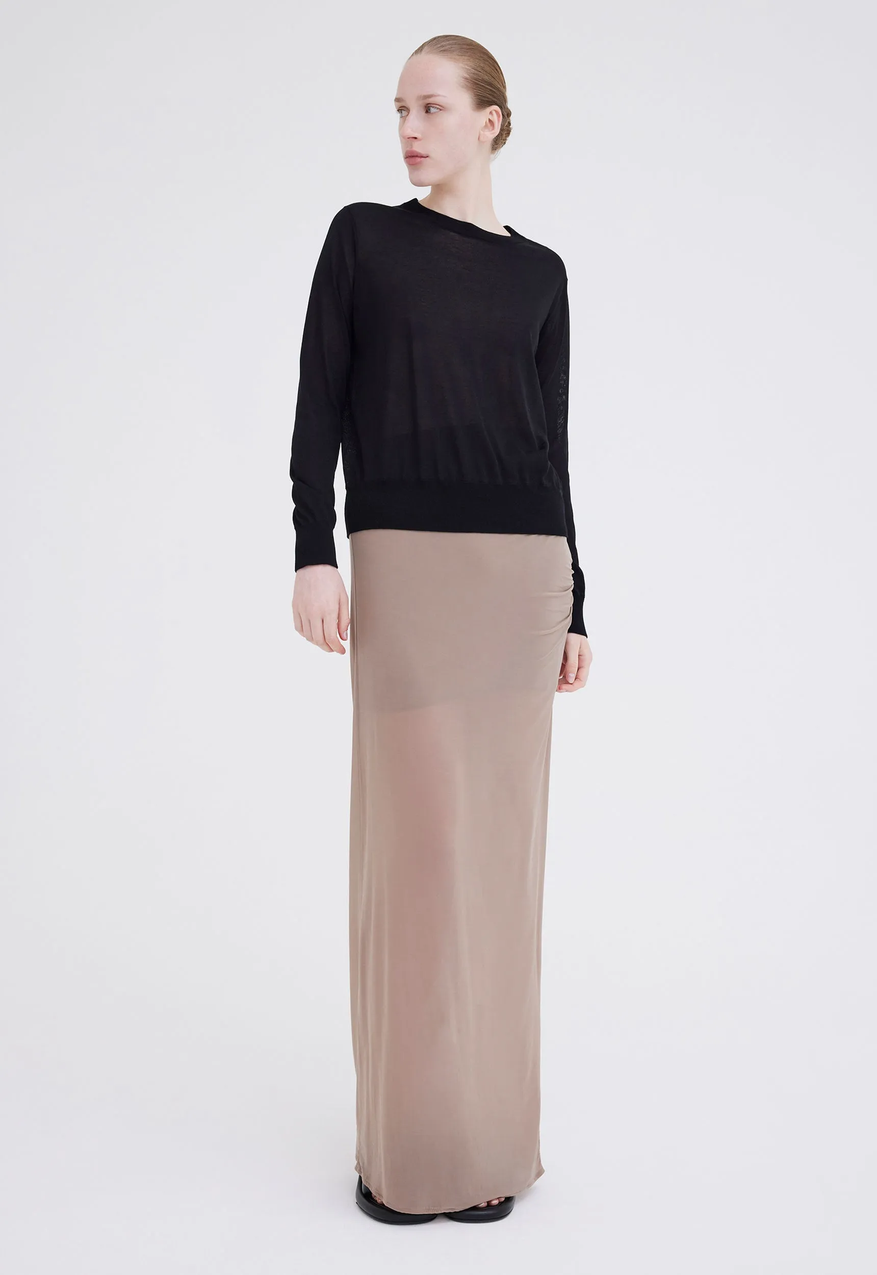 Slink Italian Jersey Skirt - Mushroom Neutral
