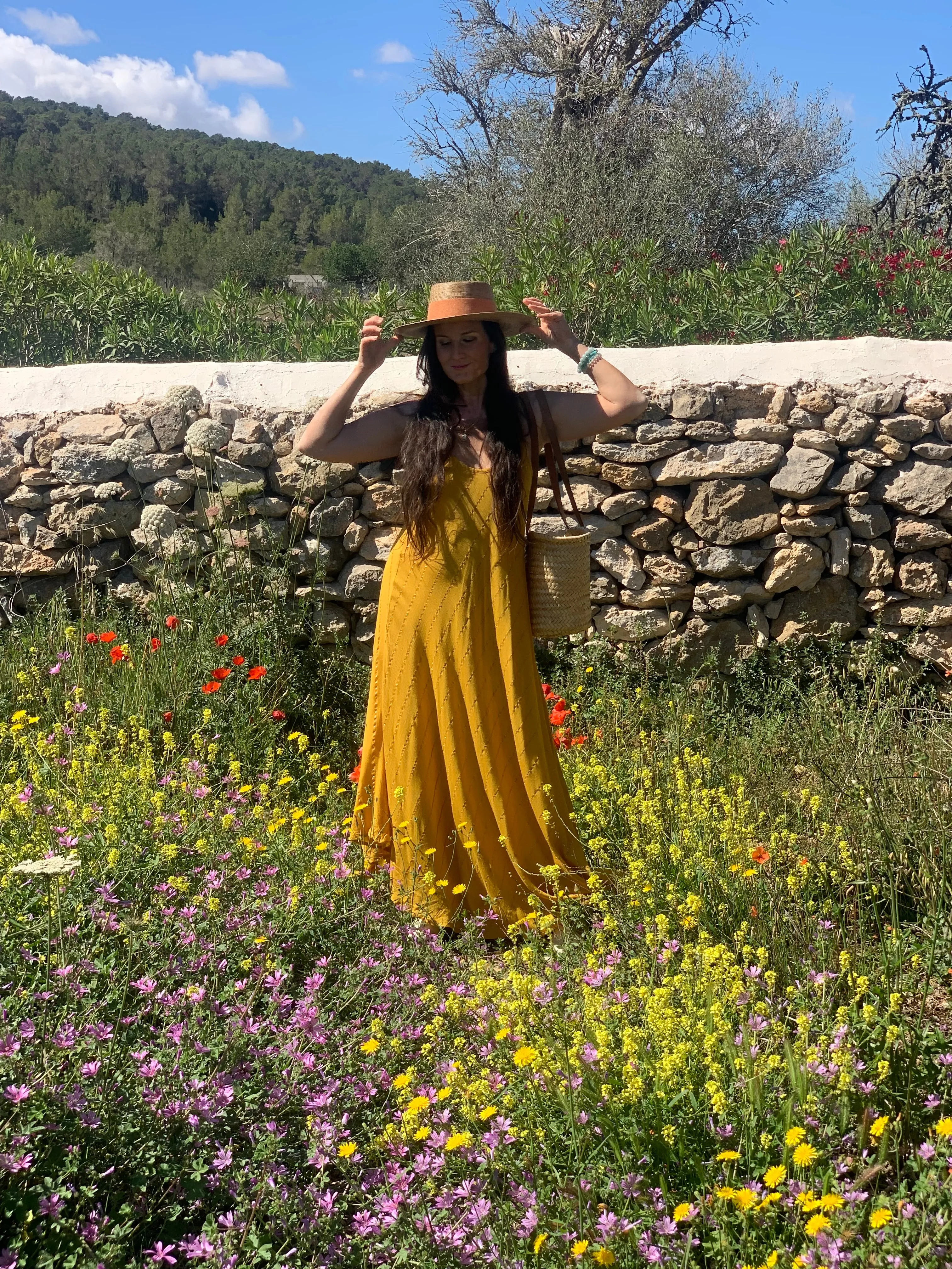 Slip dress lurex  ,  long  dress yellow