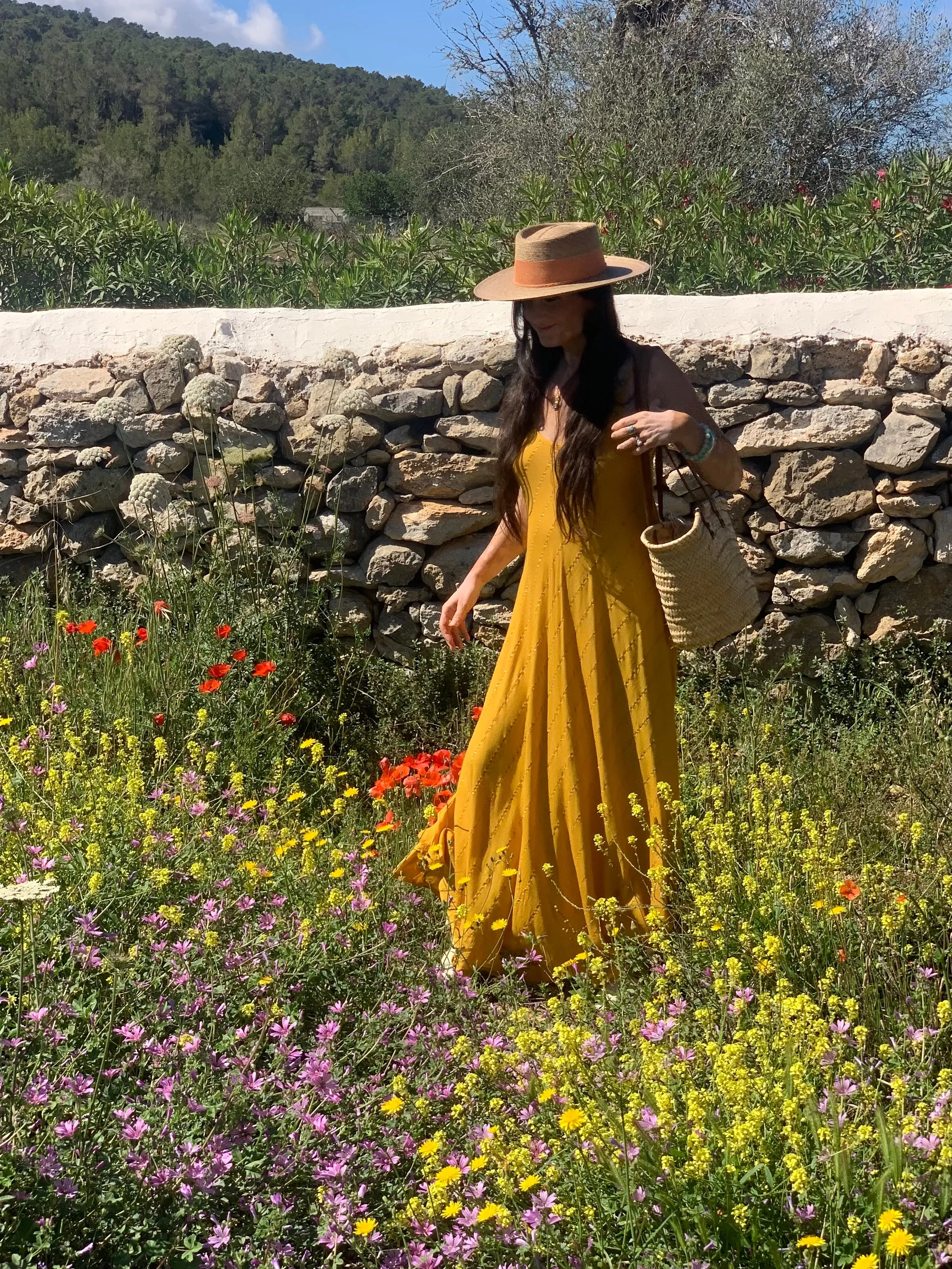 Slip dress lurex  ,  long  dress yellow