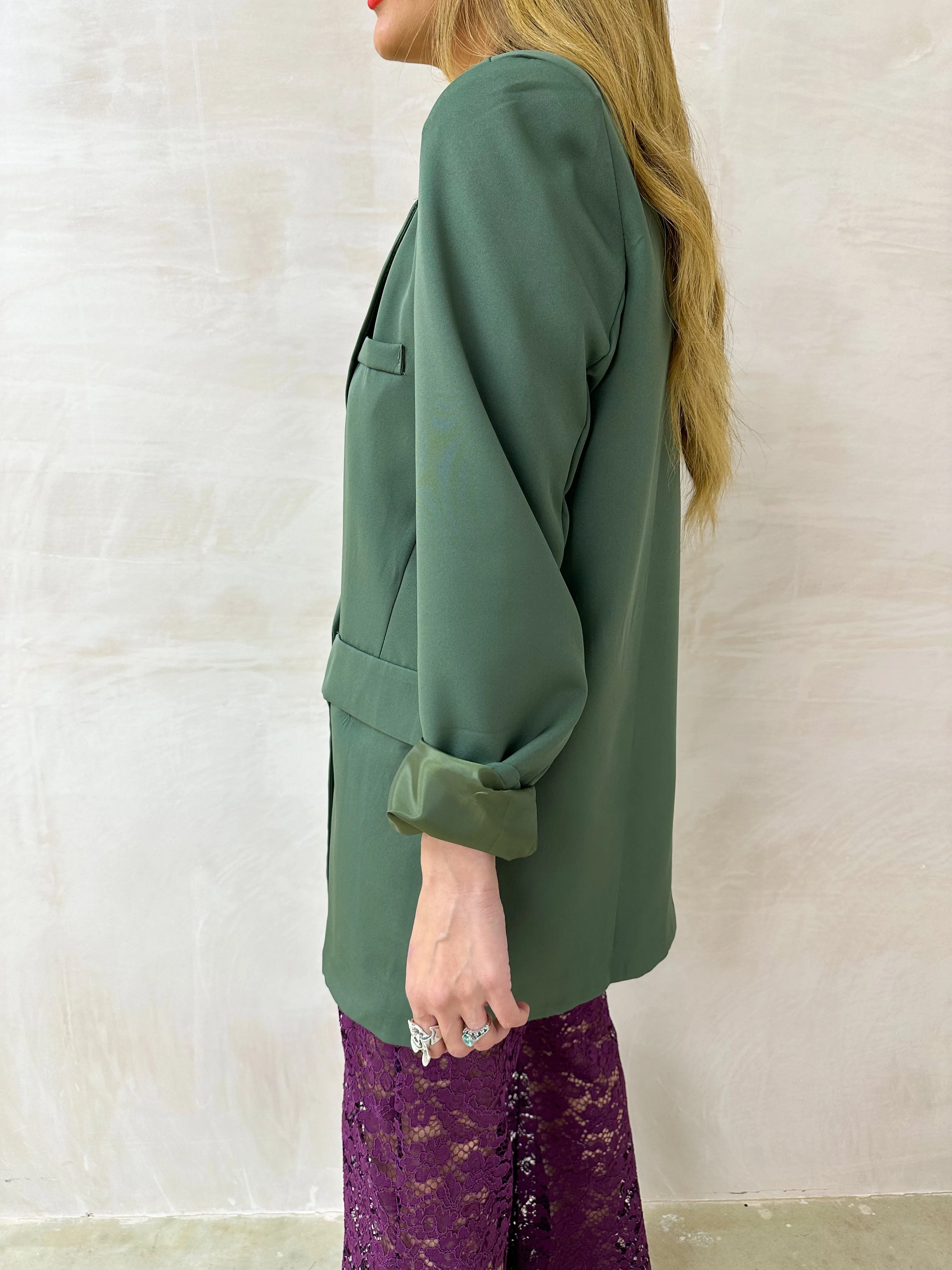 Slouch Basic Blazer In Khaki