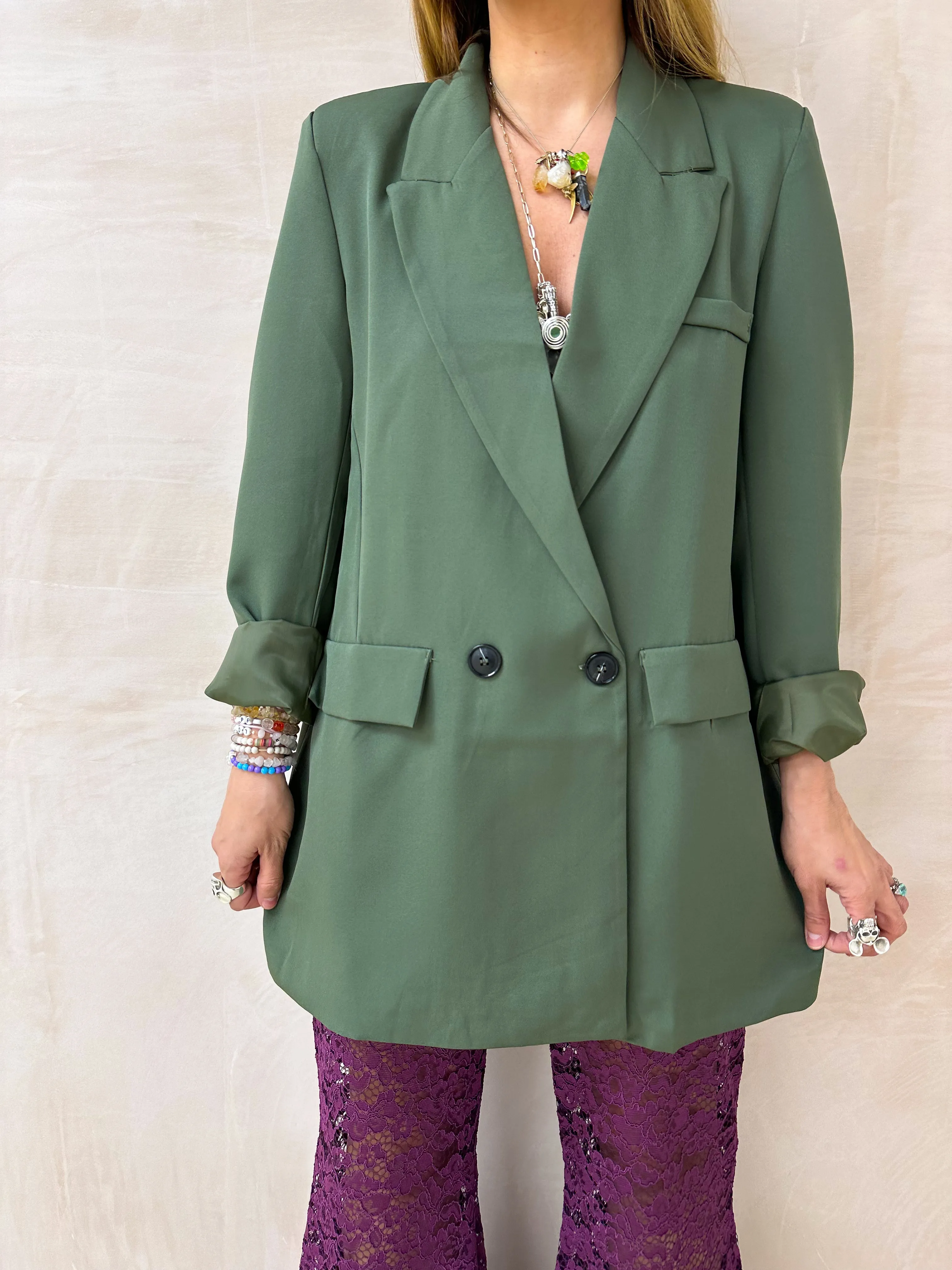 Slouch Basic Blazer In Khaki