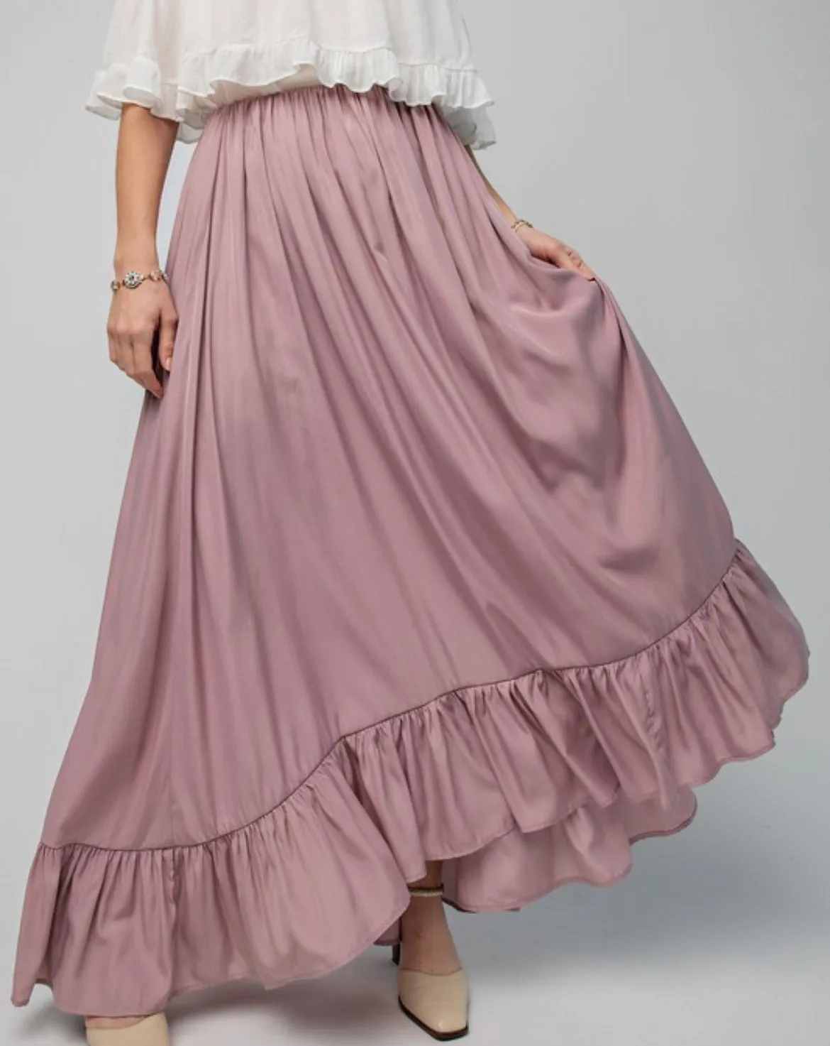 Soft Charlie Ruffle Maxi Skirt
