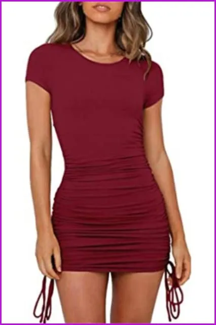 Solid Bodycon Stretch Mini Dress F3161