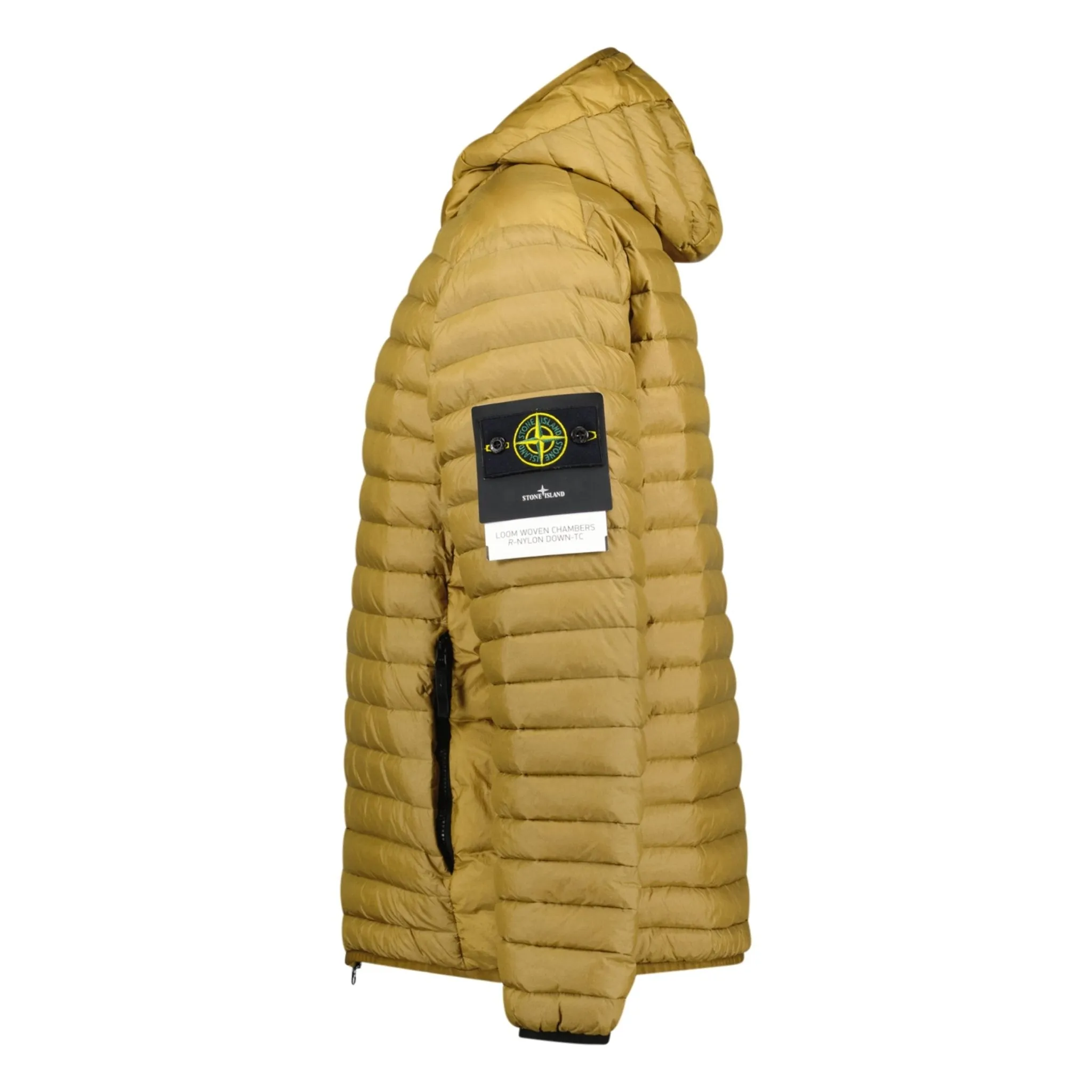 Stone Island Loom Woven Hooded Down Jacket Dark Beige