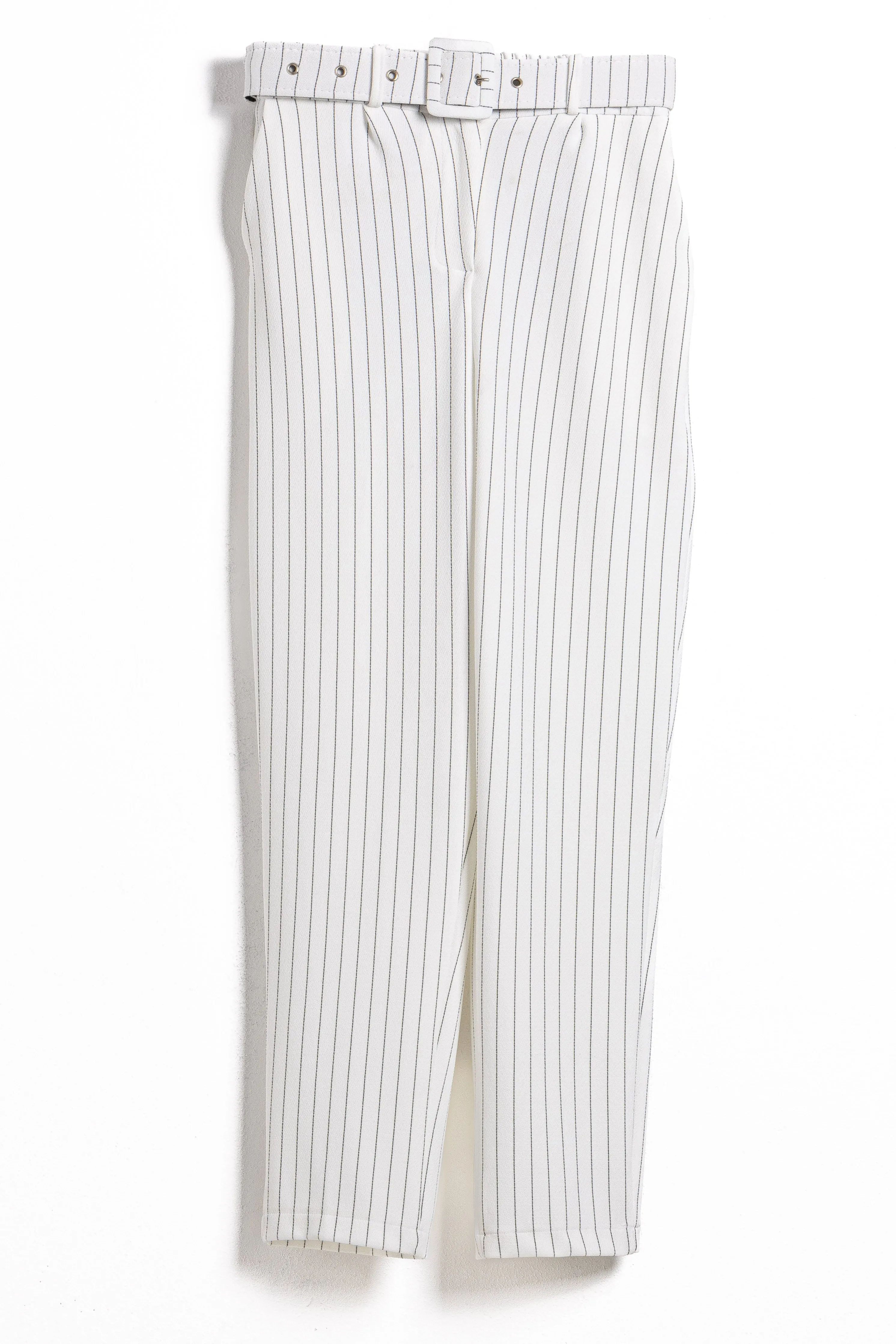 STRIPED TROUSERS WITH BELT