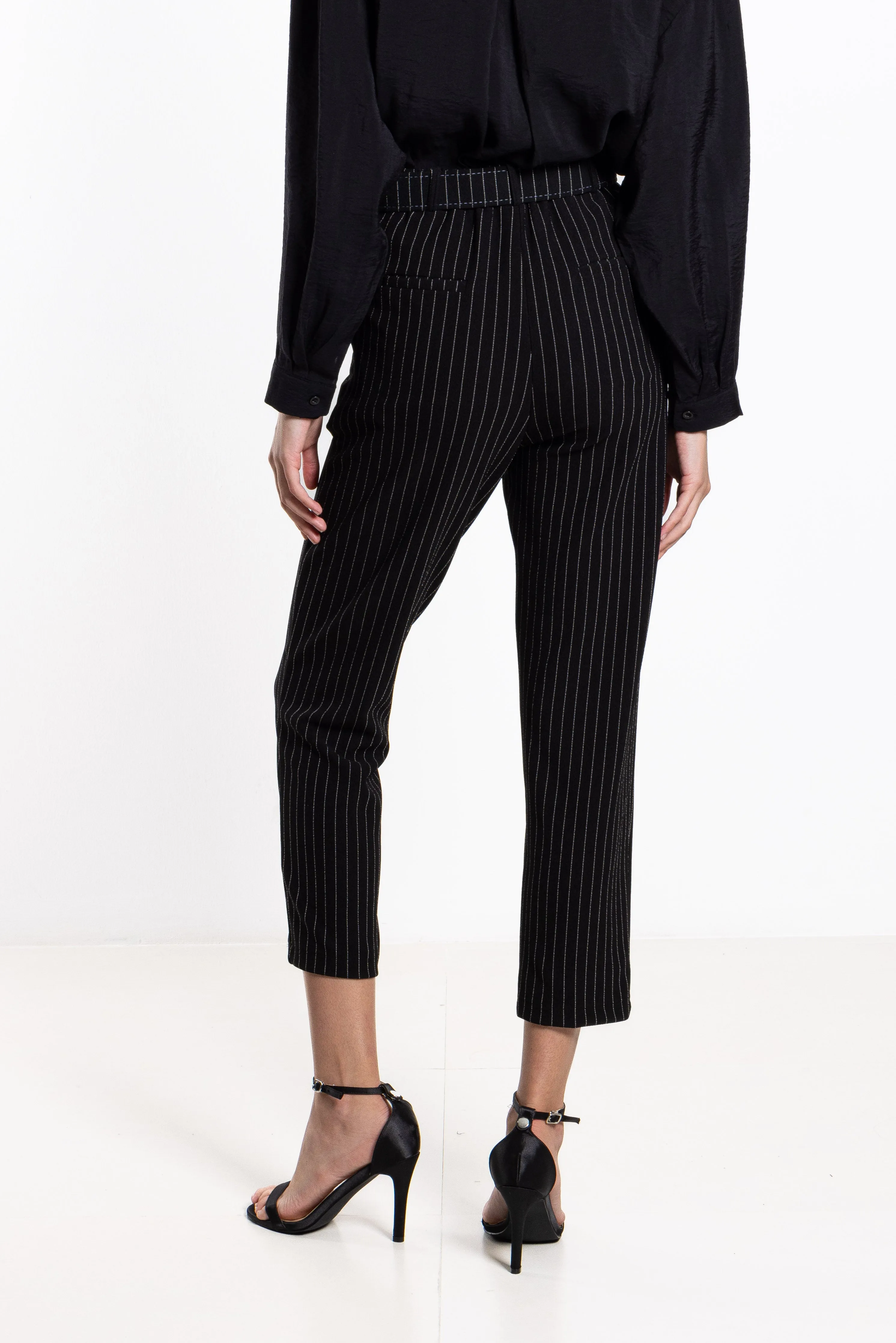 STRIPED TROUSERS WITH BELT