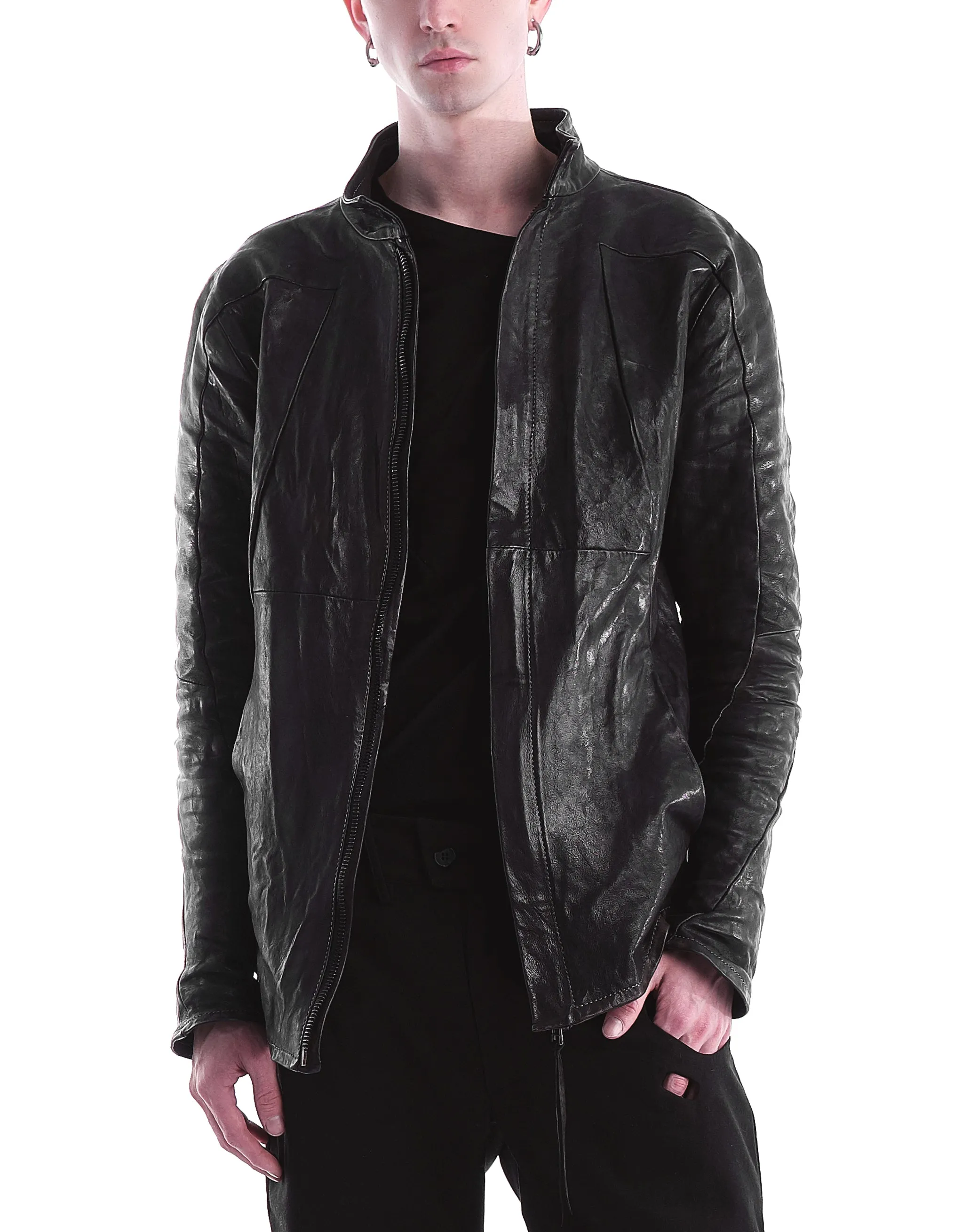 Structured Seamed Leather Jacket