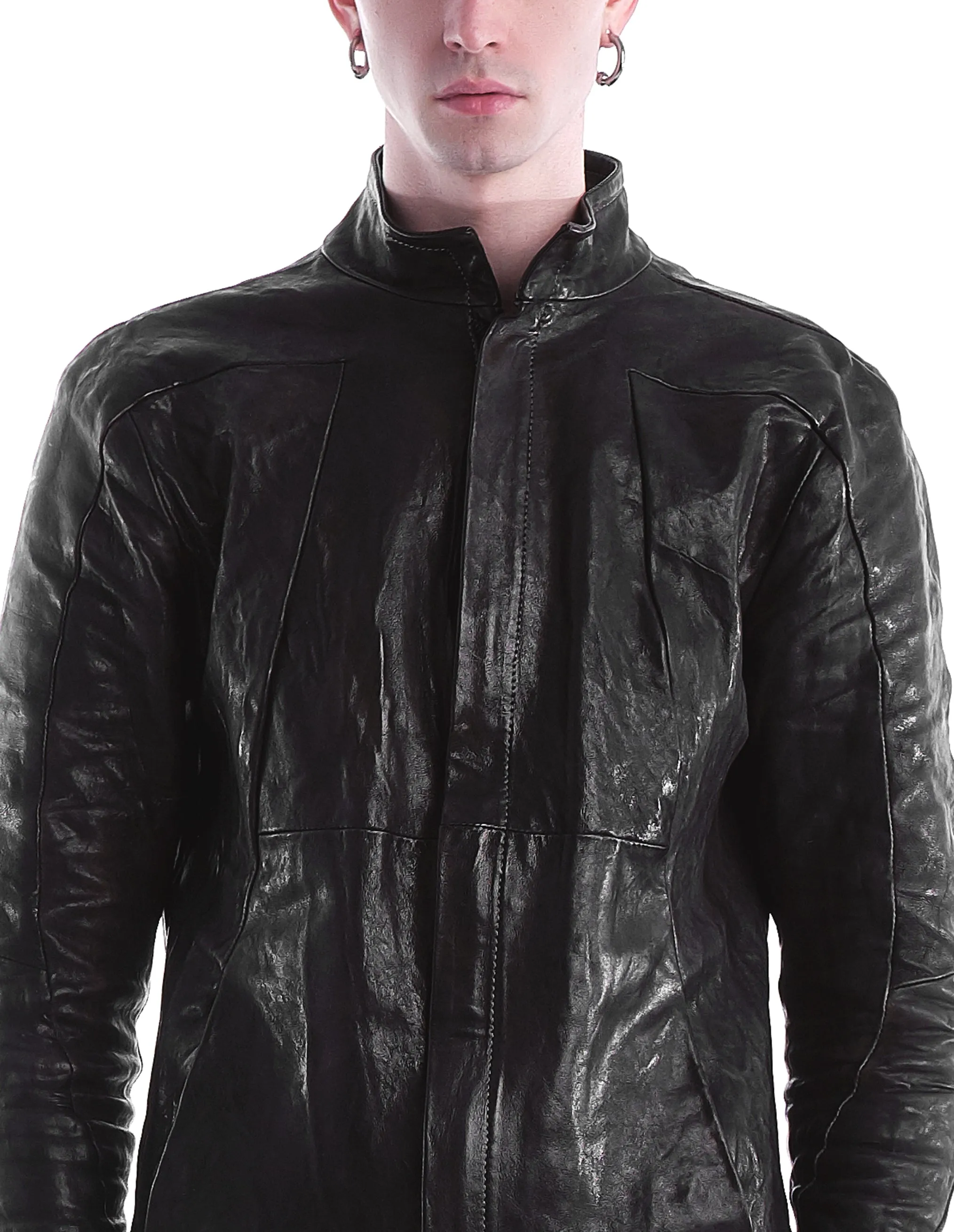 Structured Seamed Leather Jacket