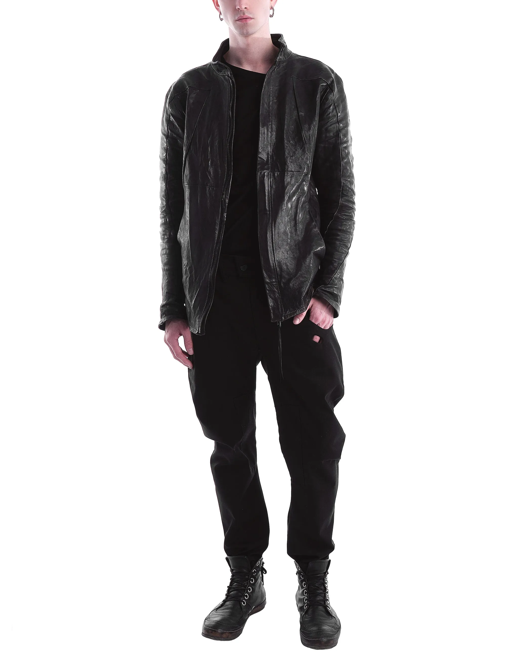 Structured Seamed Leather Jacket