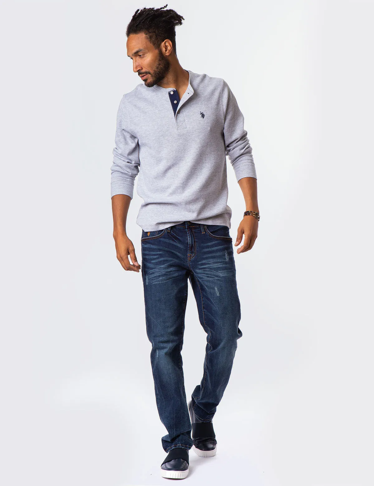 THERMAL HEATHERED HENLEY