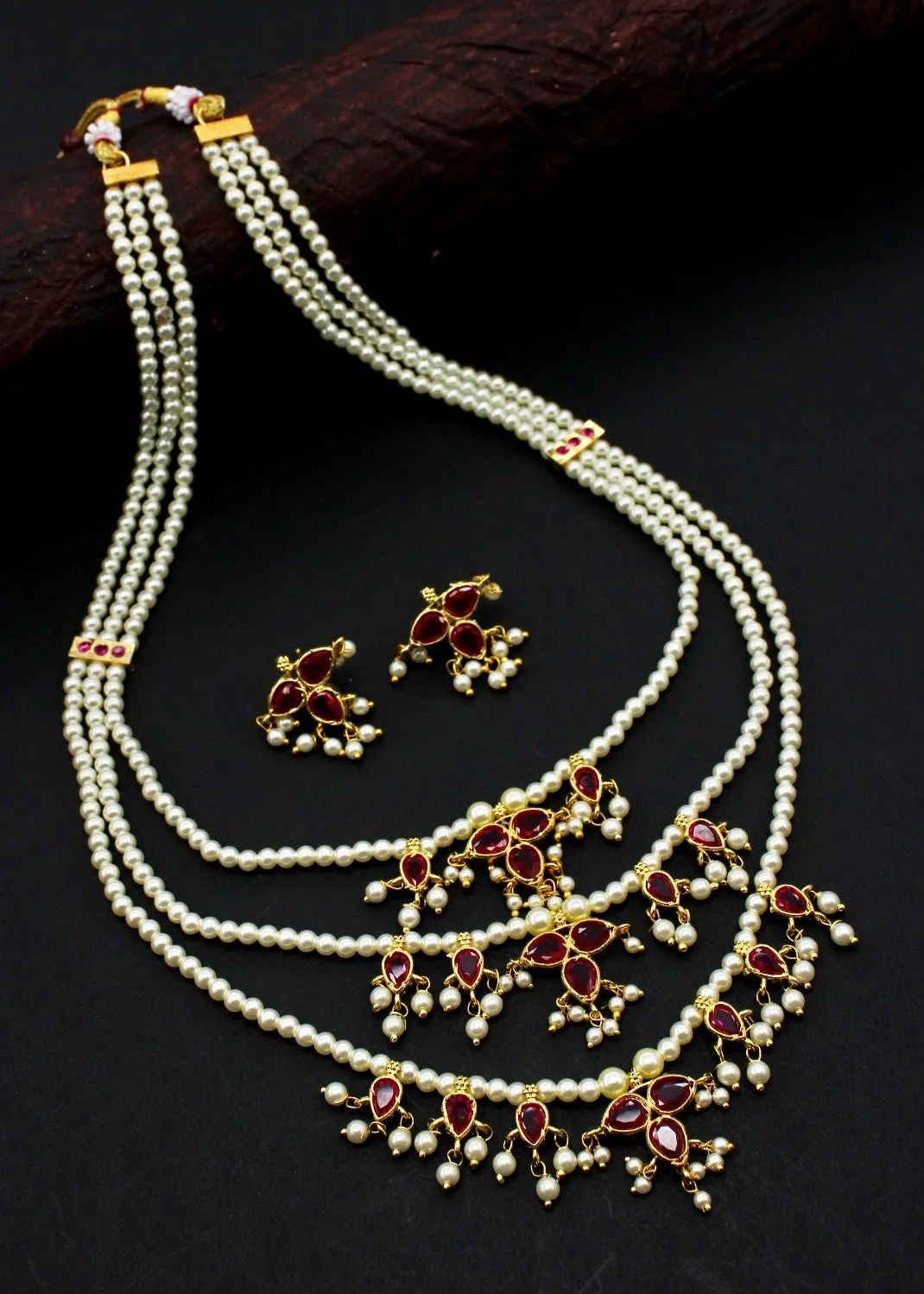 THREE LAYER MOTI NECKLACE