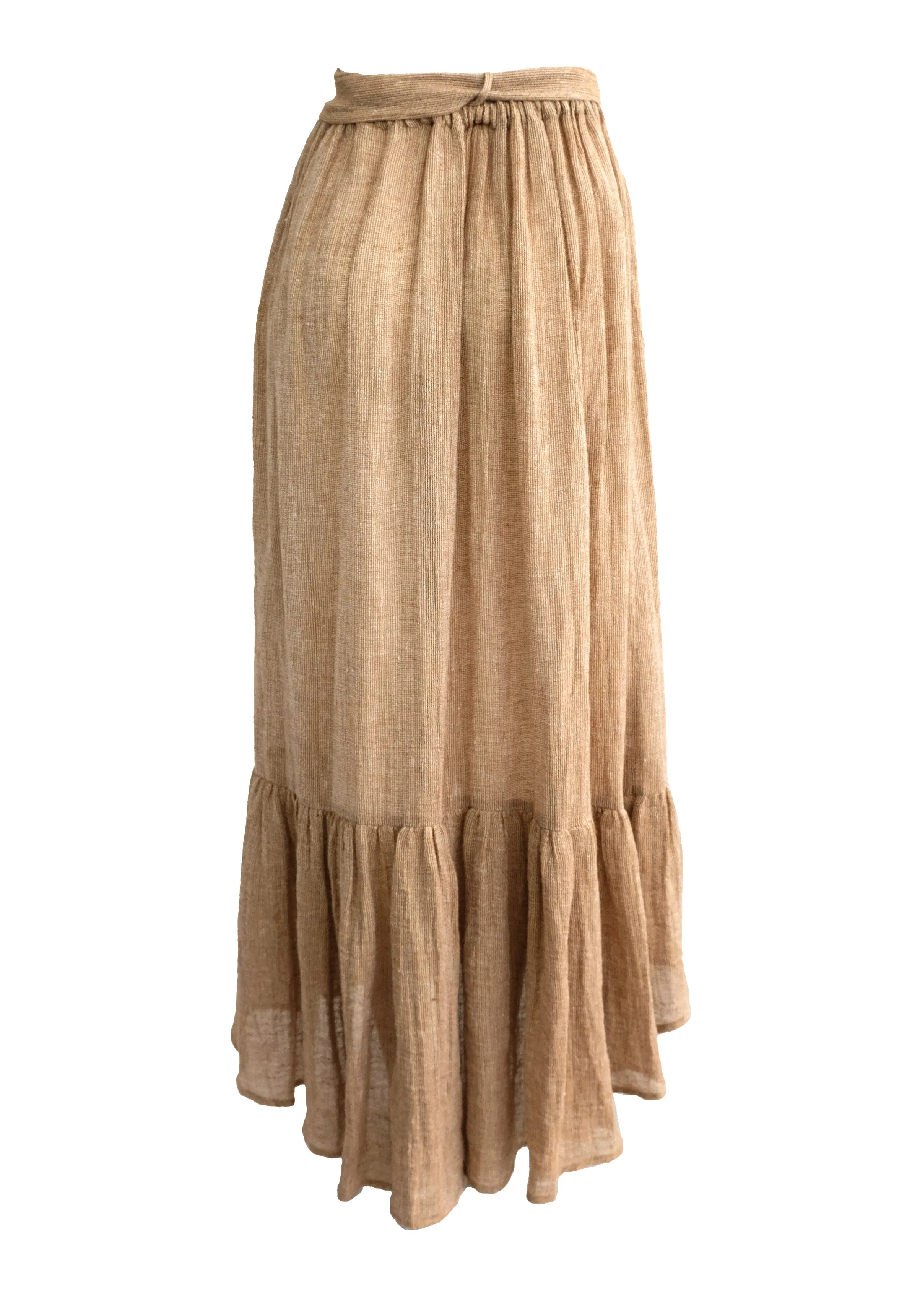 Tiered Summer Maxi Skirt in Woven Linen, UK10-12