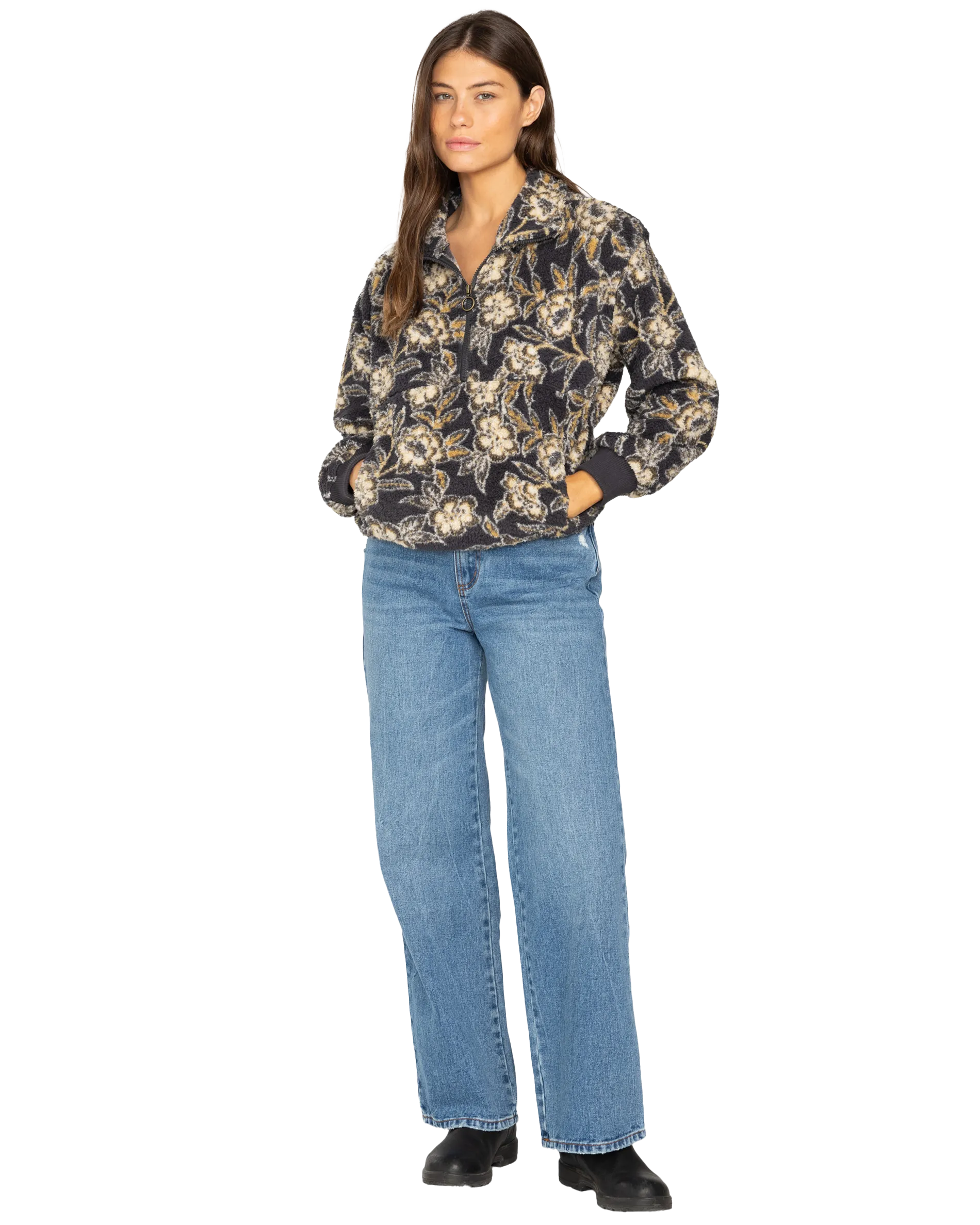 Time Off Fleece Jacket in Black Sands