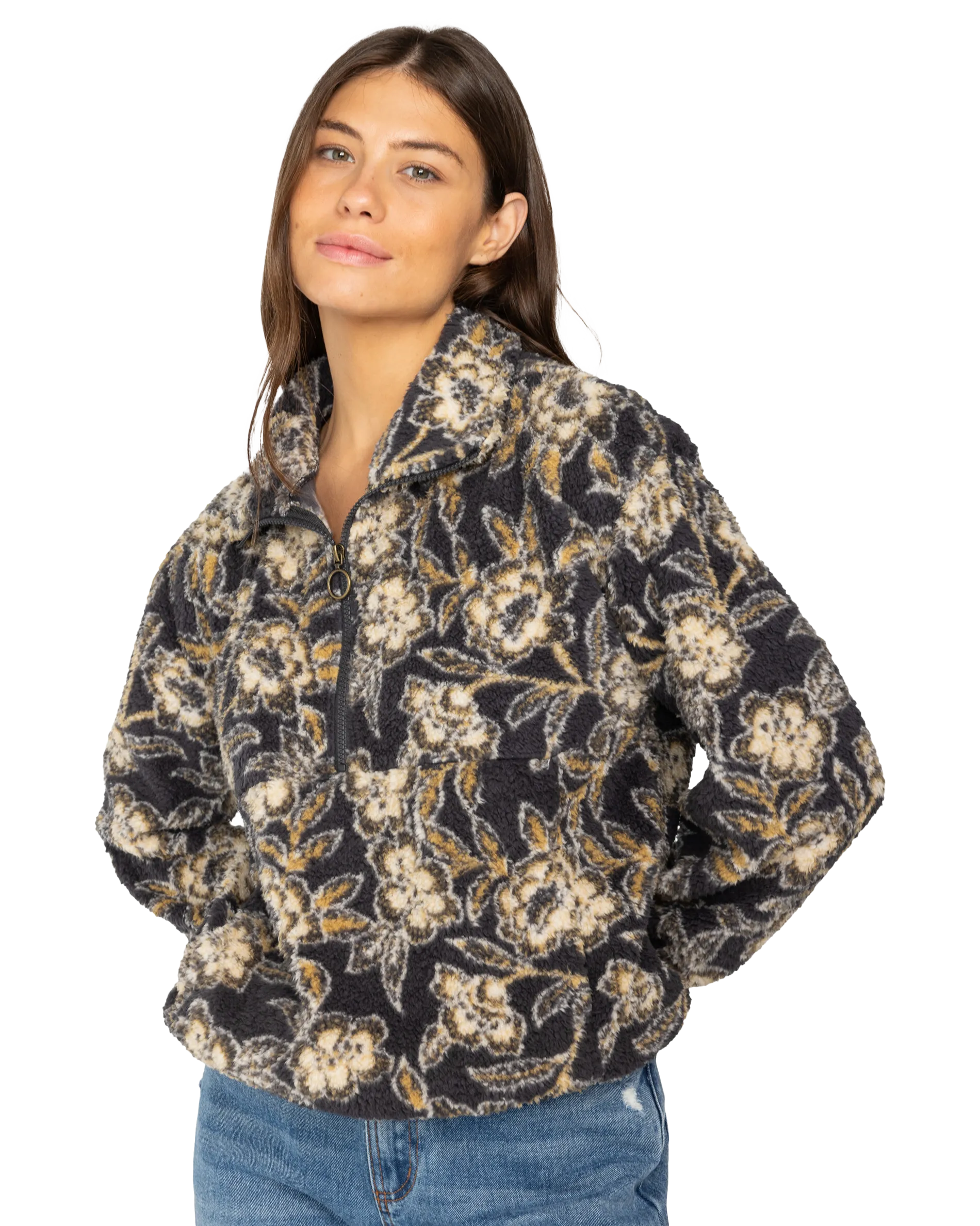 Time Off Fleece Jacket in Black Sands