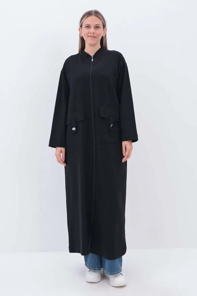 TLD Women Allday Black Pocketed Judge Collar Overcoat - Rohnert Park