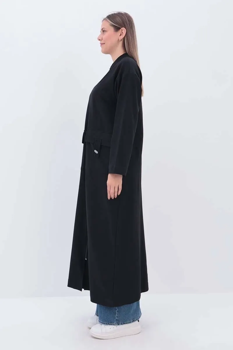 TLD Women Allday Black Pocketed Judge Collar Overcoat - Rohnert Park