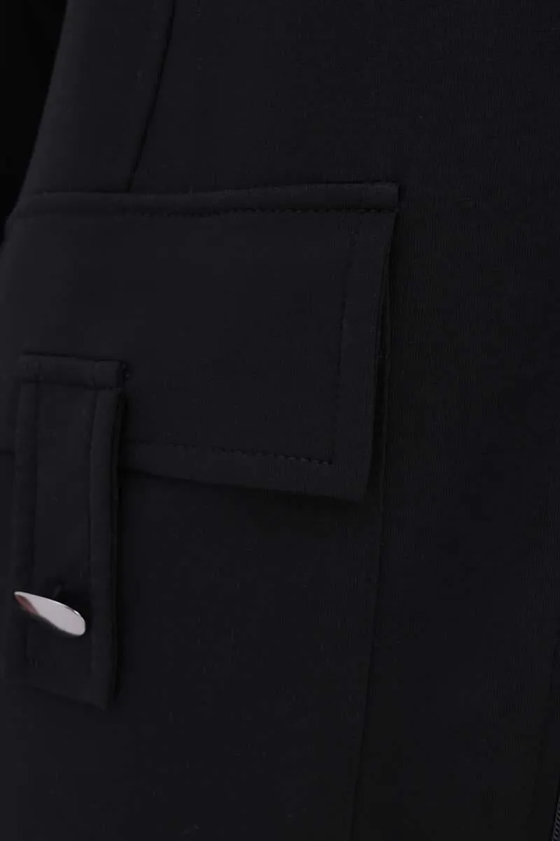 TLD Women Allday Black Pocketed Judge Collar Overcoat - Rohnert Park