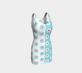 Two Tone Daisy Print Bodycon Dress