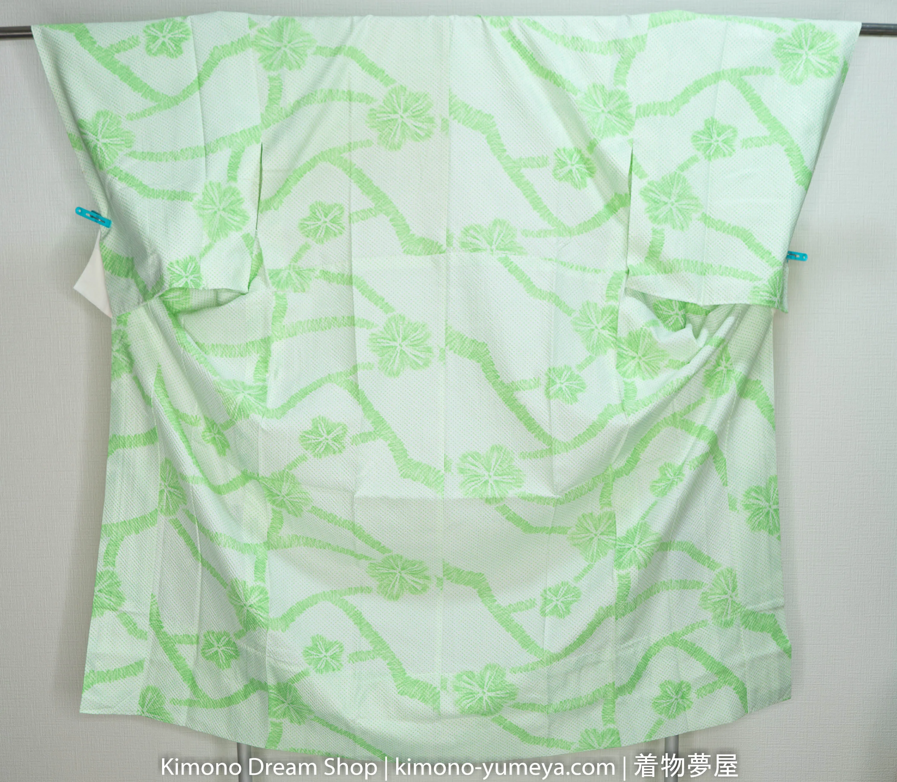 Unused Green Polyester Juban - Kimono Underwear - Chimono Ropa Interior Bumpy Light Green Washable
