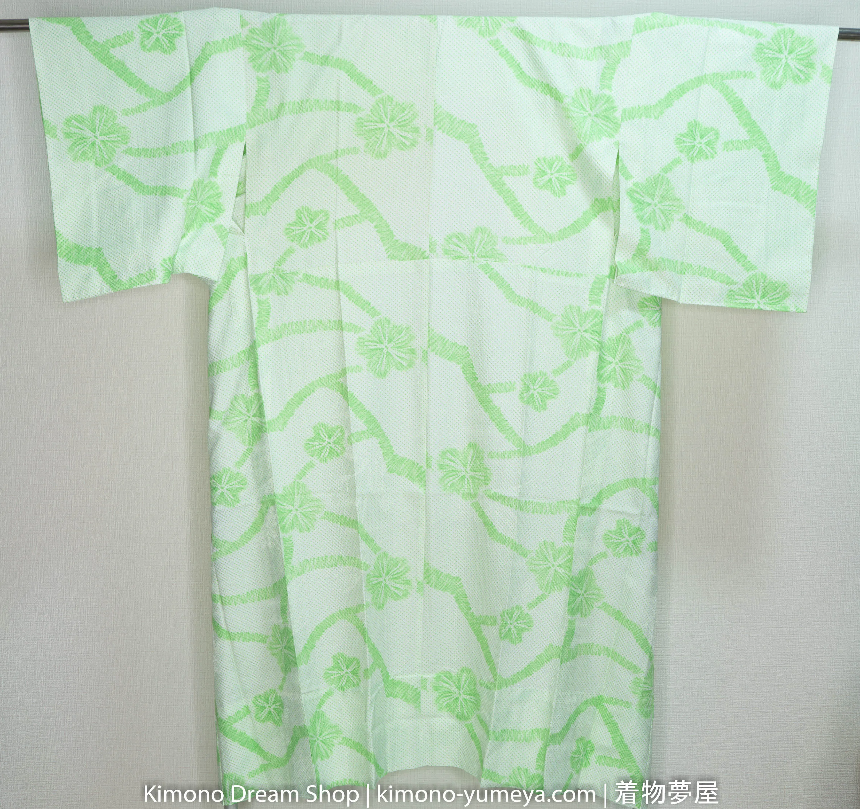 Unused Green Polyester Juban - Kimono Underwear - Chimono Ropa Interior Bumpy Light Green Washable