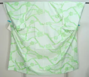 Unused Green Polyester Juban - Kimono Underwear - Chimono Ropa Interior Bumpy Light Green Washable