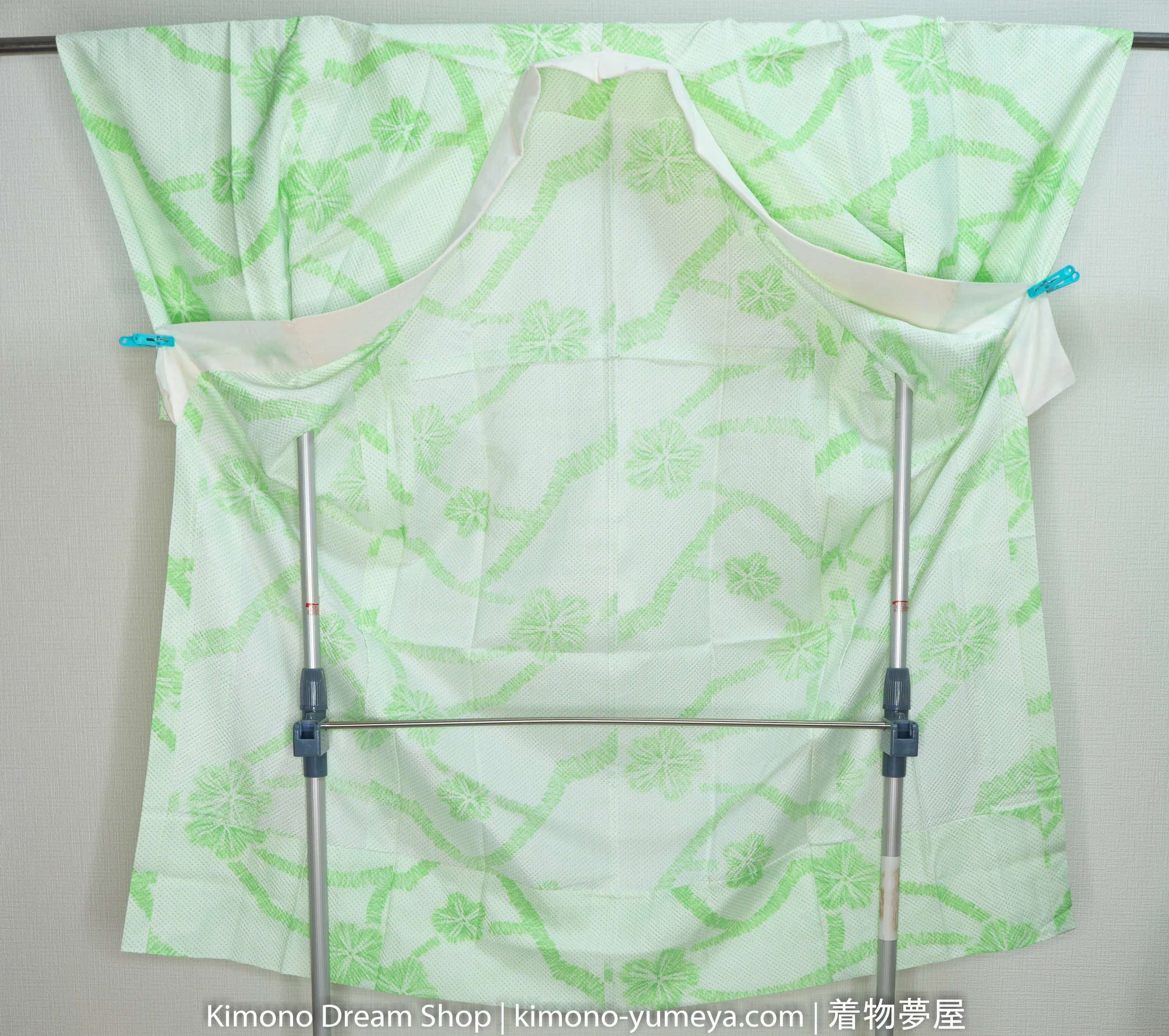 Unused Green Polyester Juban - Kimono Underwear - Chimono Ropa Interior Bumpy Light Green Washable
